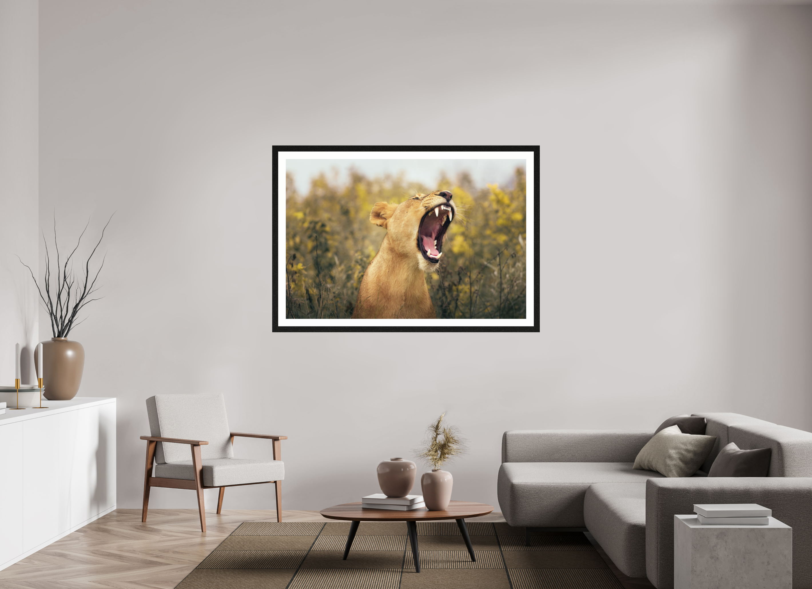 60 x 40″, Exhibition Black Frame + Border UNCONTAINED