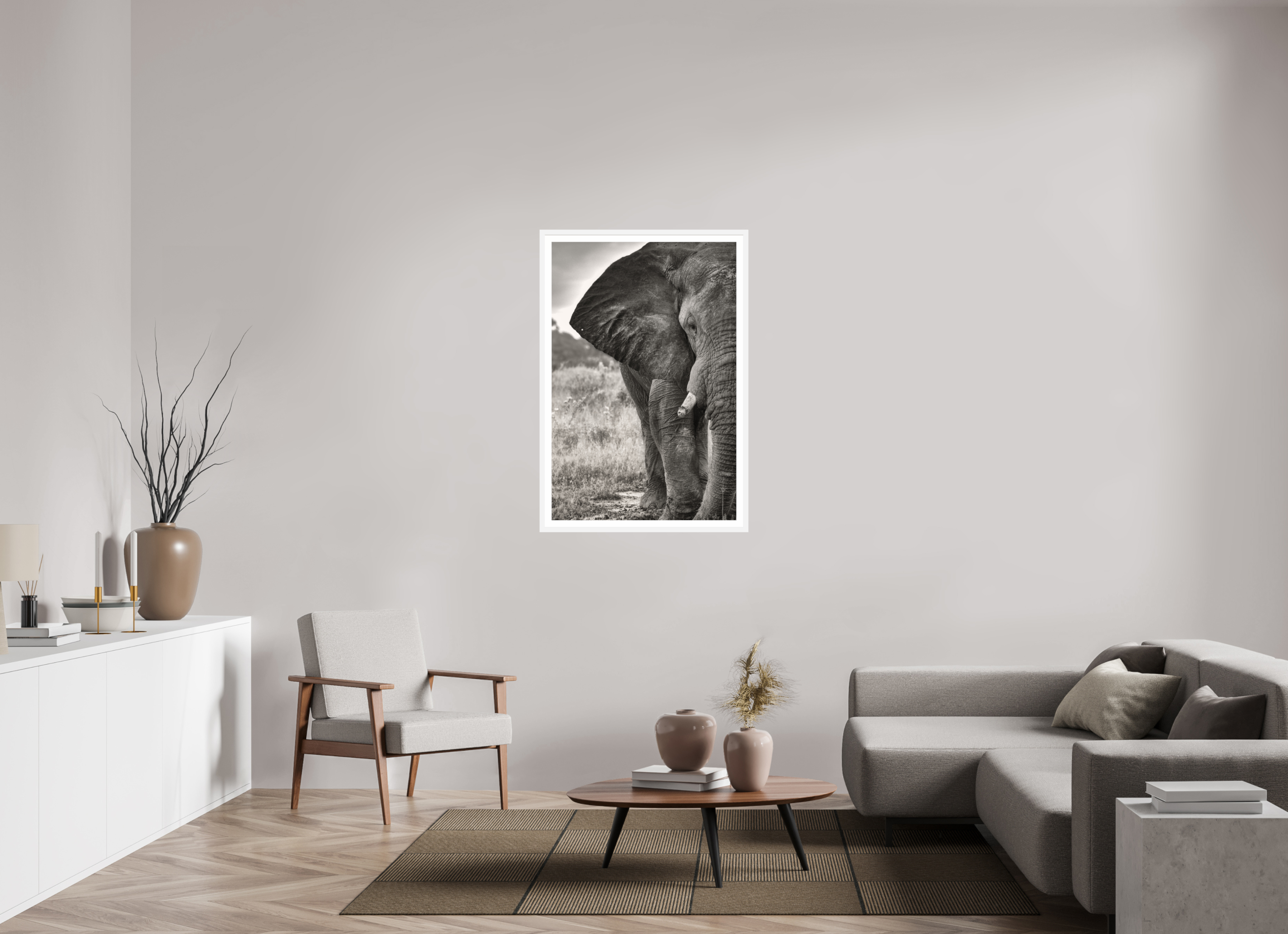 30 x 45″, L+XL White Frame + Border BURDEN OF A TITAN