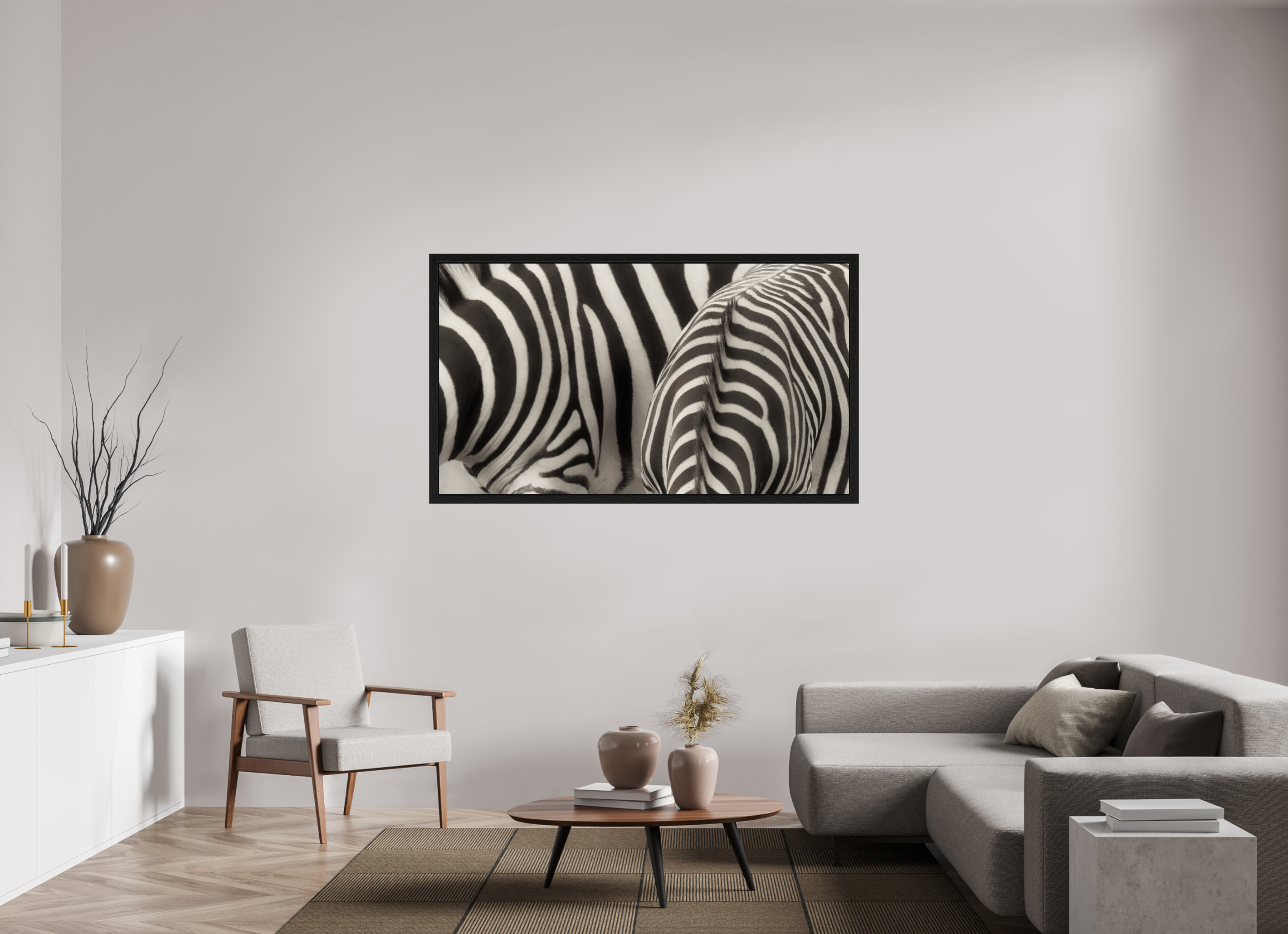 64 x 36″, Exhibition Black Floater Frame NOT THE SAME