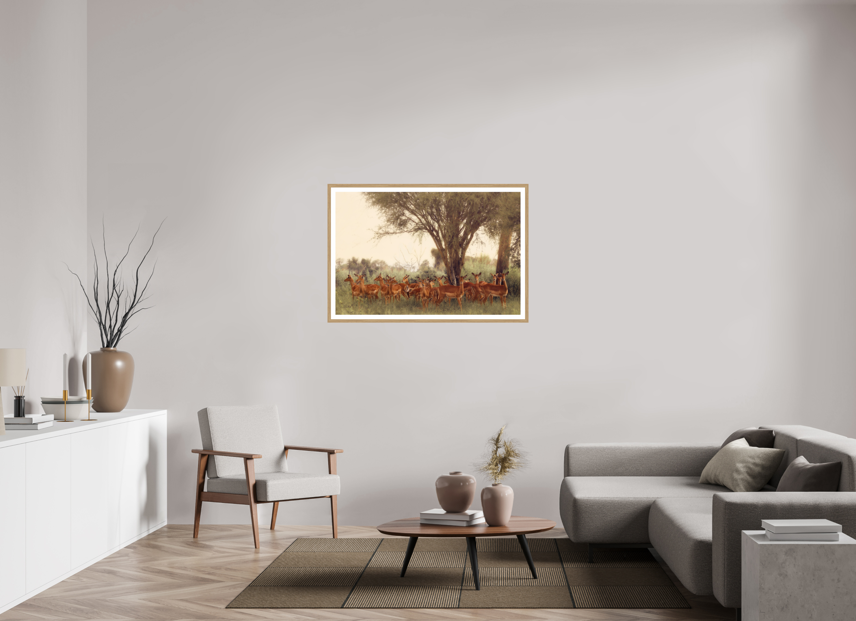 45 x 30″, L+XL Oak Frame + Border THE FIELD FEELS