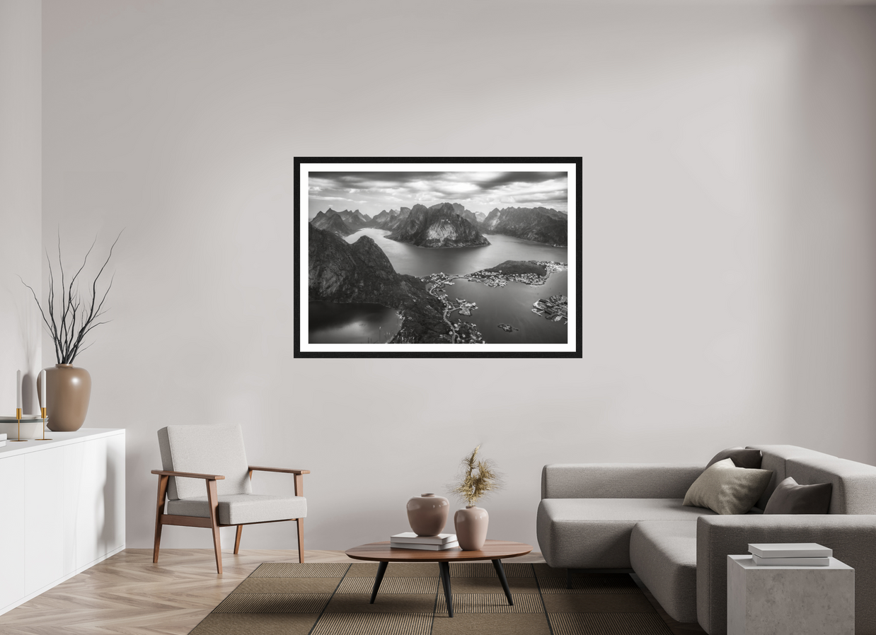 60 x 40″, Exhibition Black Frame + Border THE LONG WAY DOWN