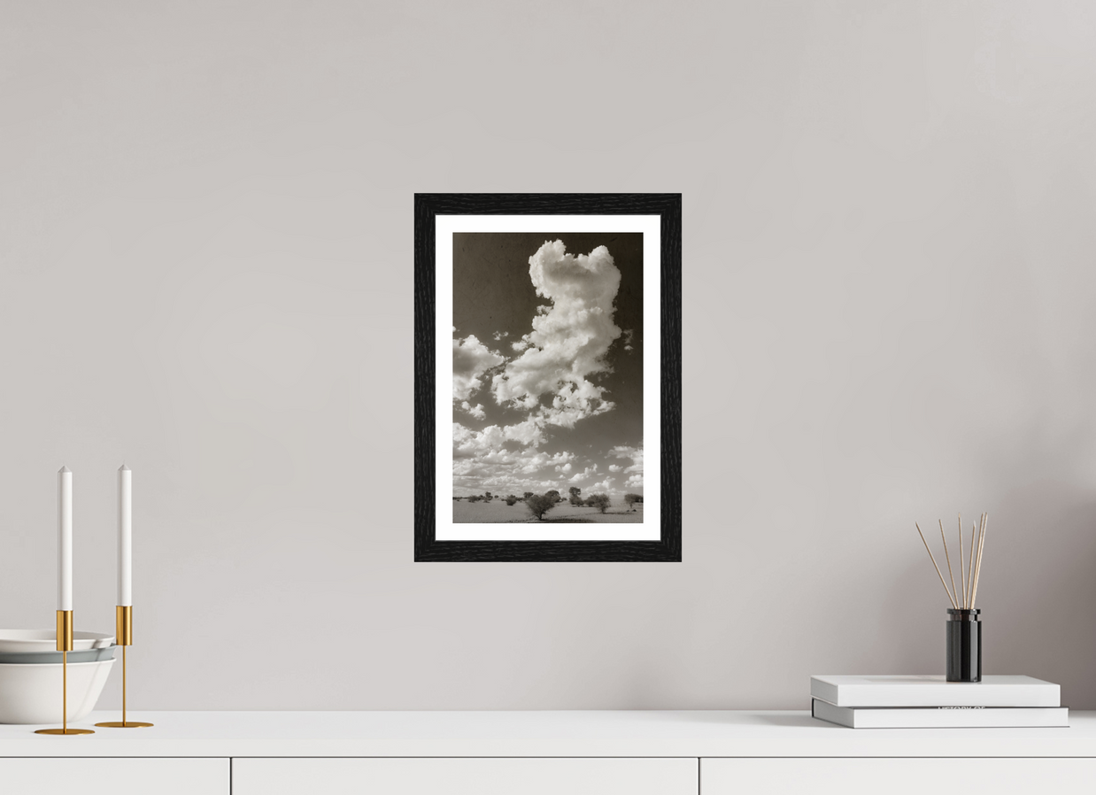 8 x 12″, S+M Black Frame + border SKY THOUGHTS