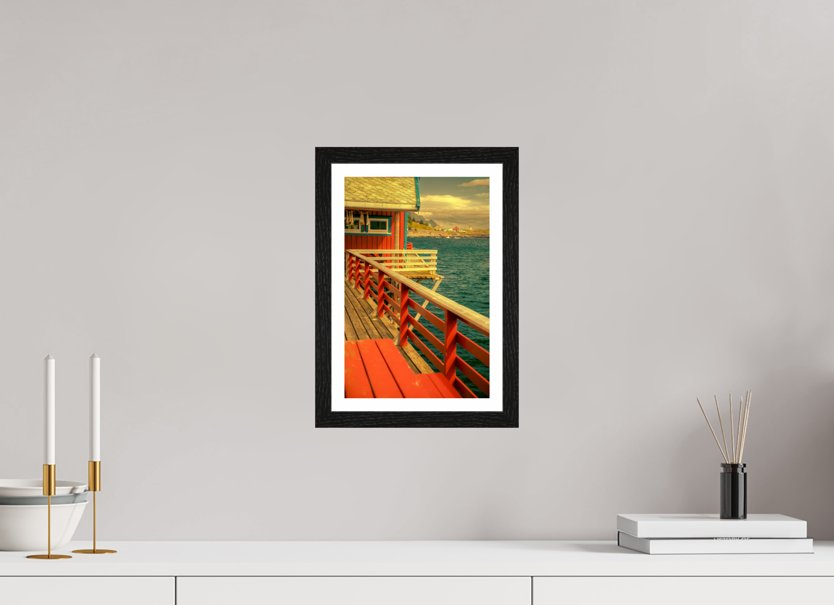 8 x 12″, S+M Black Frame + border GONE FISHING