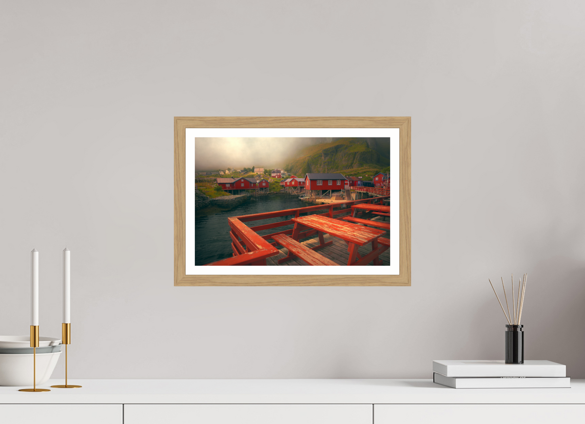 15 x 10″, S+M Oak Frame + Border TABLE FOR TWO