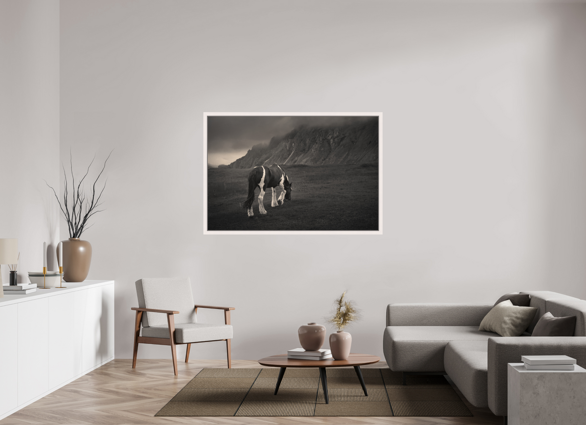 60 x 40″, Exhibition Maple White Floater Frame Unbothered