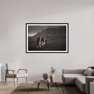 60 x 40″, Exhibition Black Frame + Border Unbothered