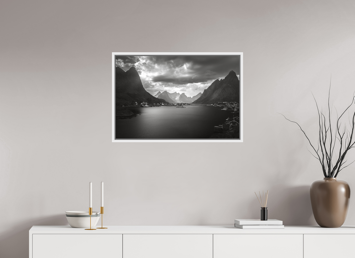30 x 20″, L+XL White Floater Frame A REASONABLE PLACE TO SETTLE