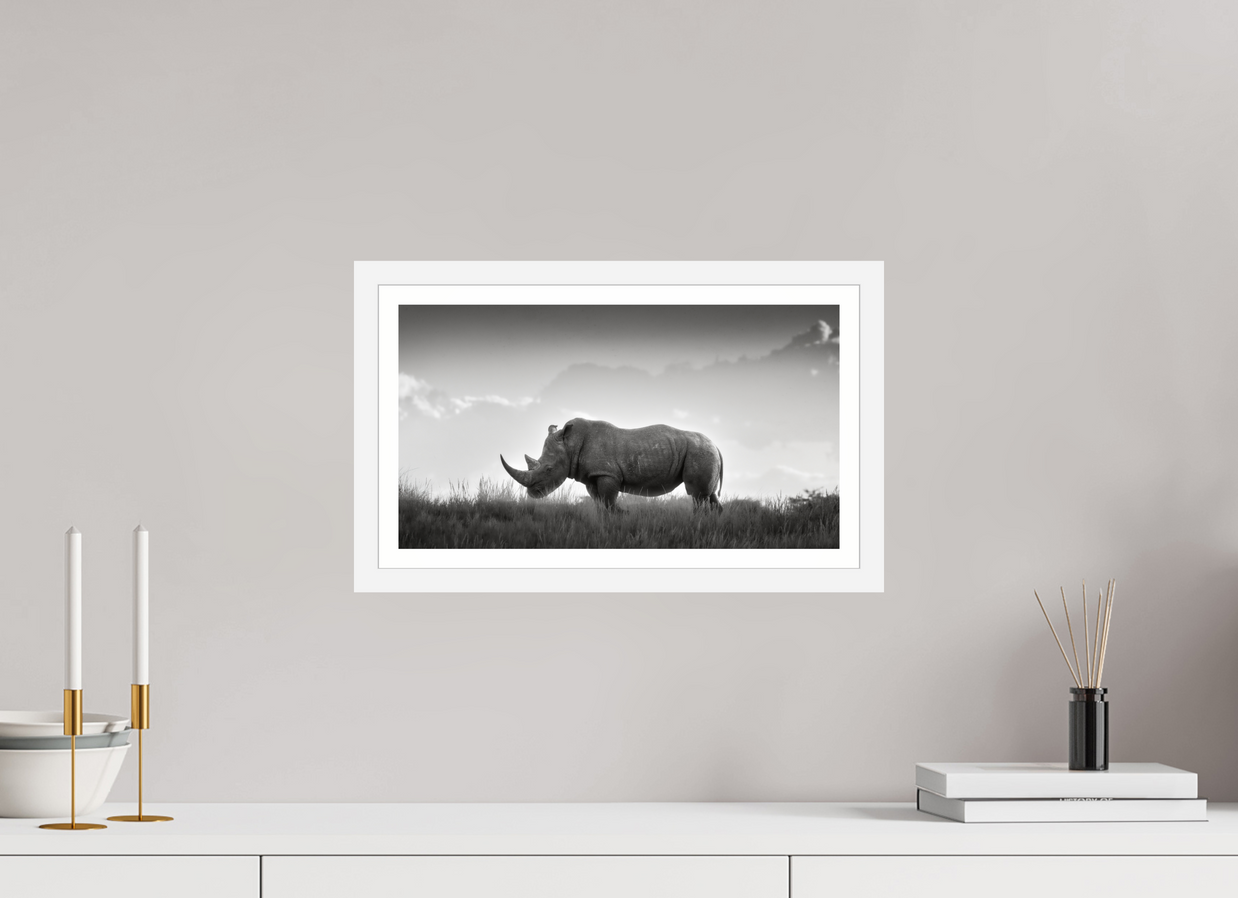 16 x 9″, S+M White Frame + Border ANCIENT GRAVITY