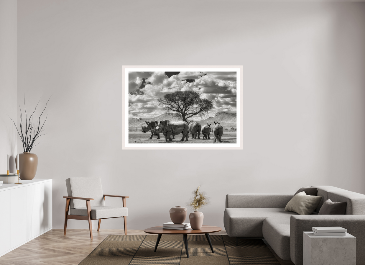 60 x 40″, Exhibition White Maple Frame + Border PERFECTLY STILL
