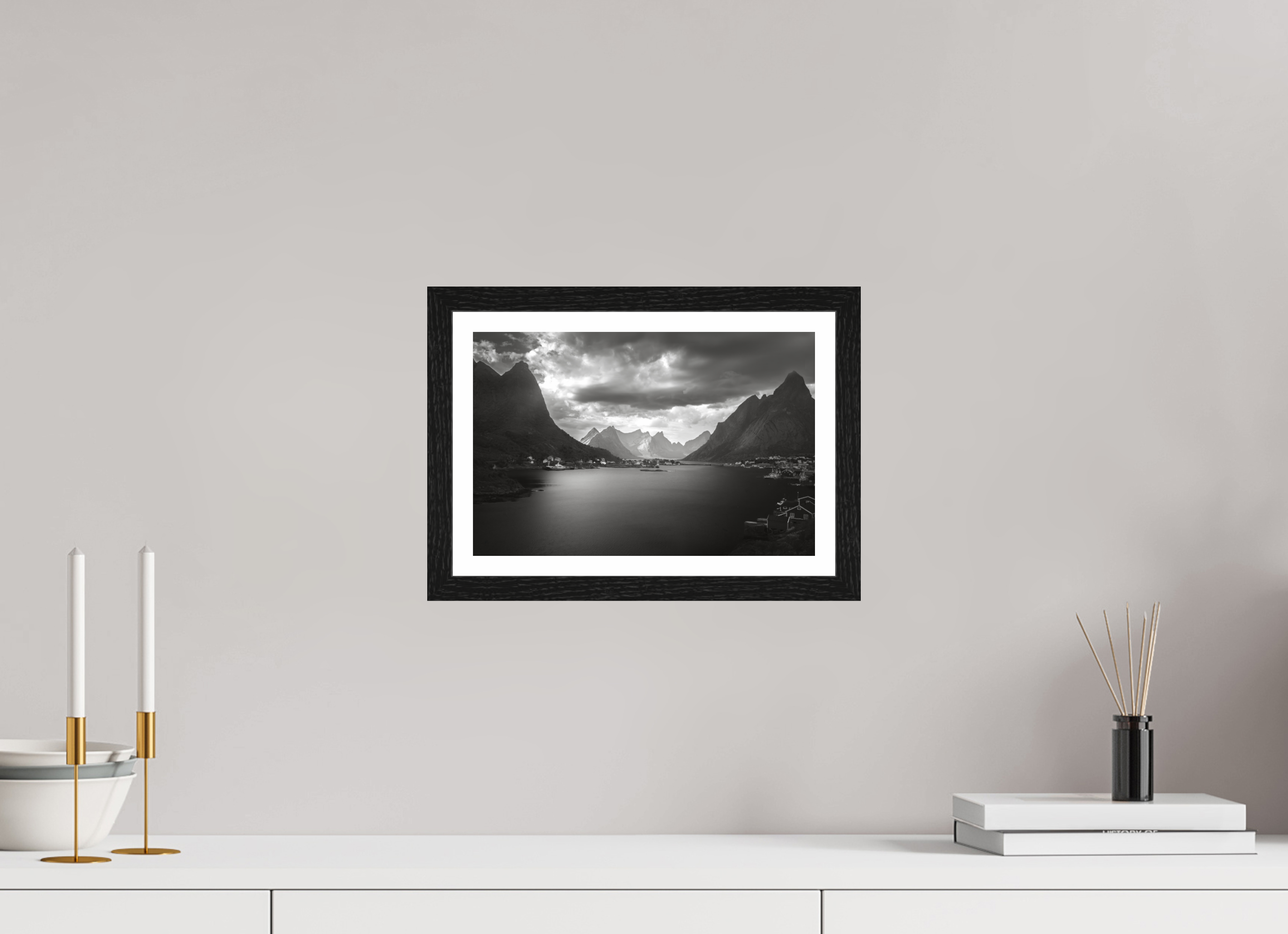12 x 8″, S+M Black Frame + border A REASONABLE PLACE TO SETTLE