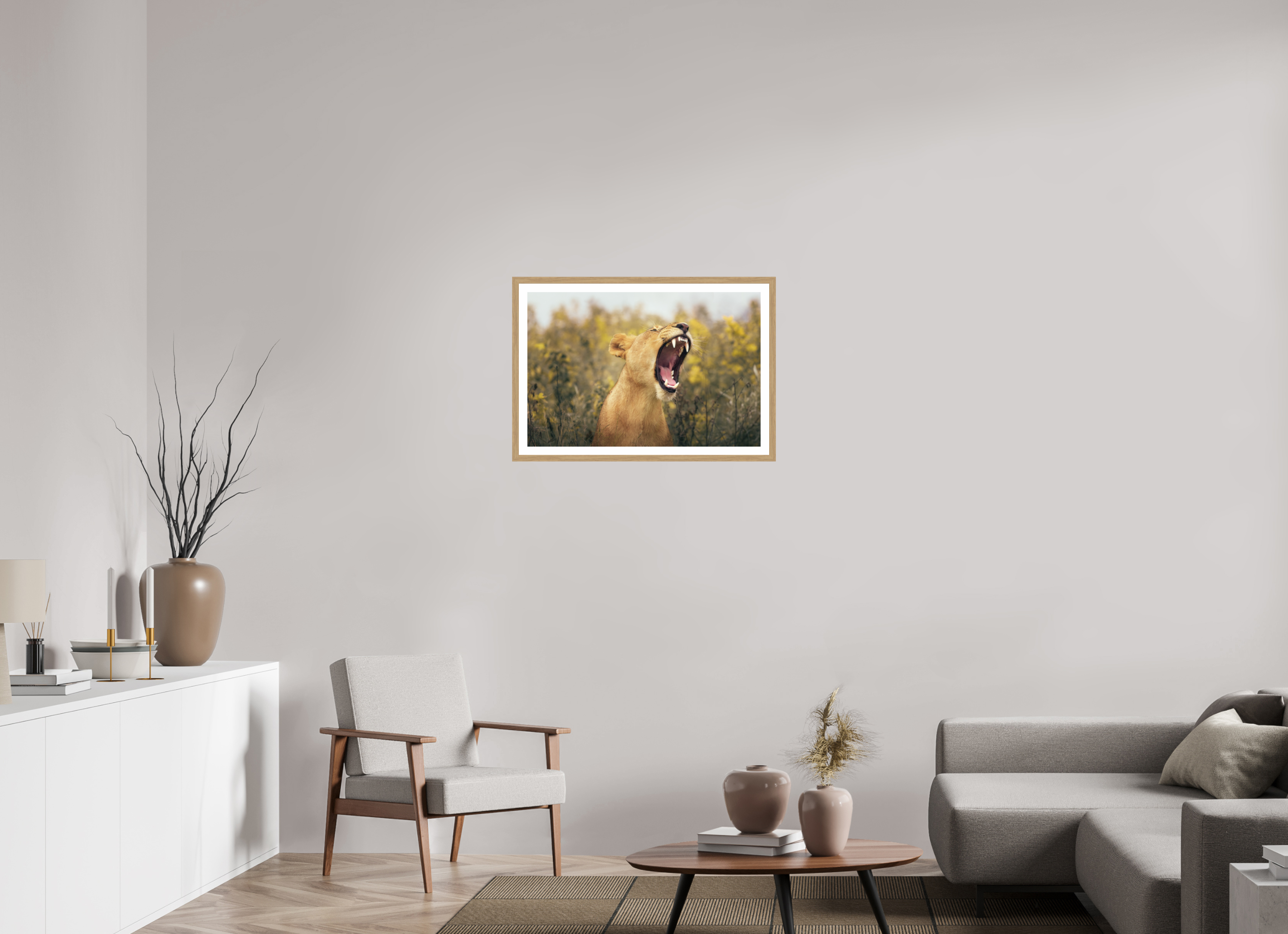 30 x 20″, L+XL Oak Frame + Border UNCONTAINED