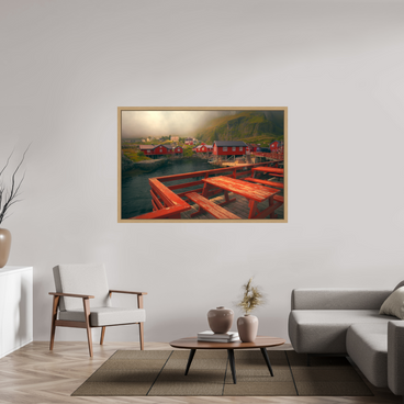 60 x 40″, Exhibition Oak Floater Frame TABLE FOR TWO