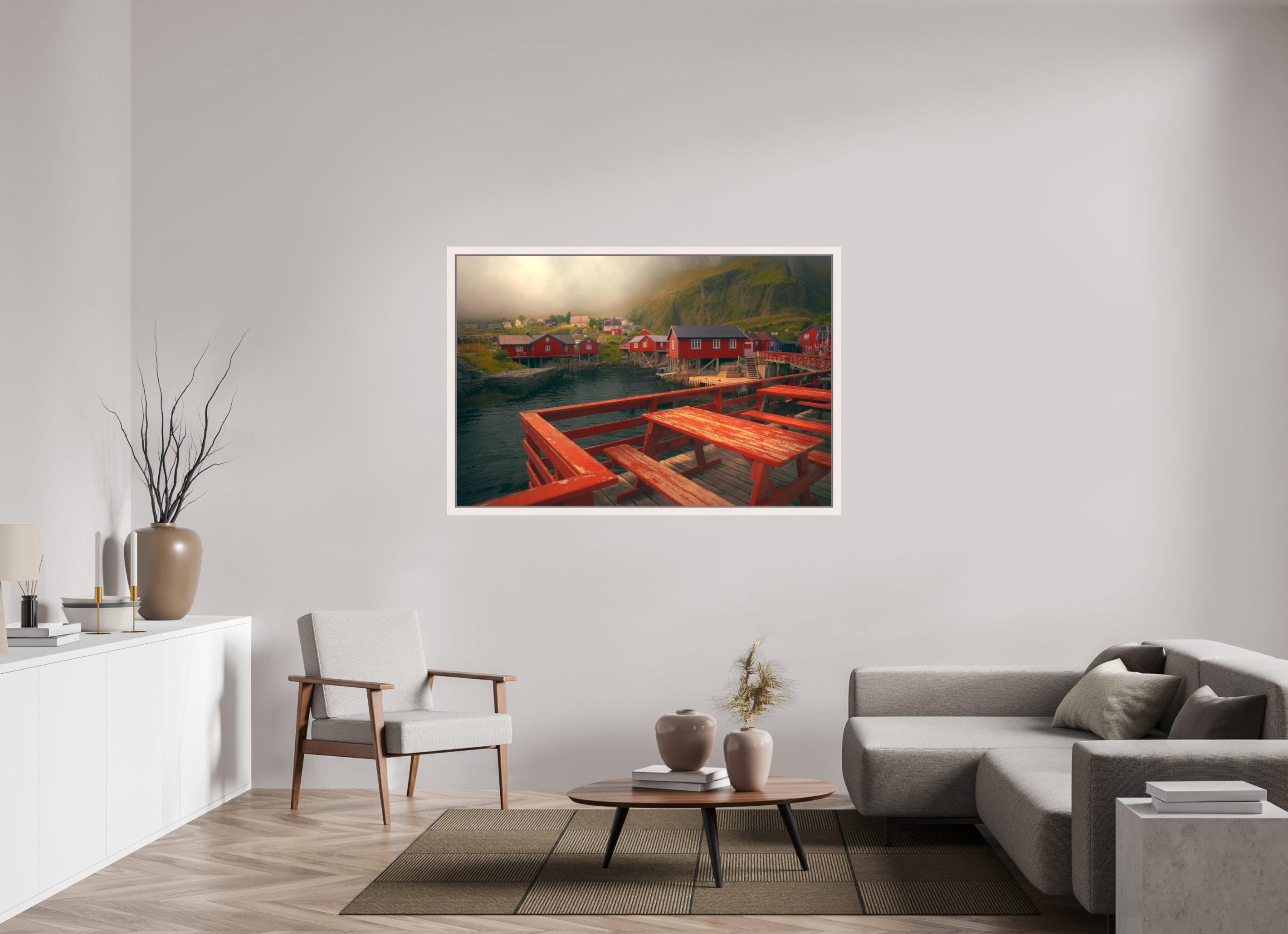 60 x 40″, Exhibition Maple White Floater Frame TABLE FOR TWO