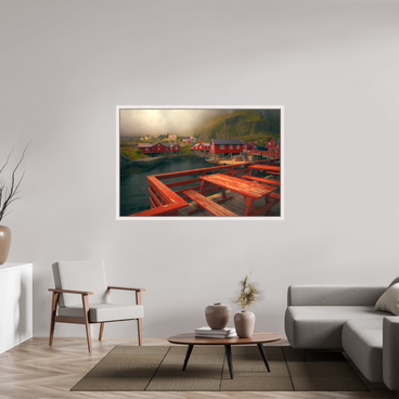 60 x 40″, Exhibition Maple White Floater Frame TABLE FOR TWO