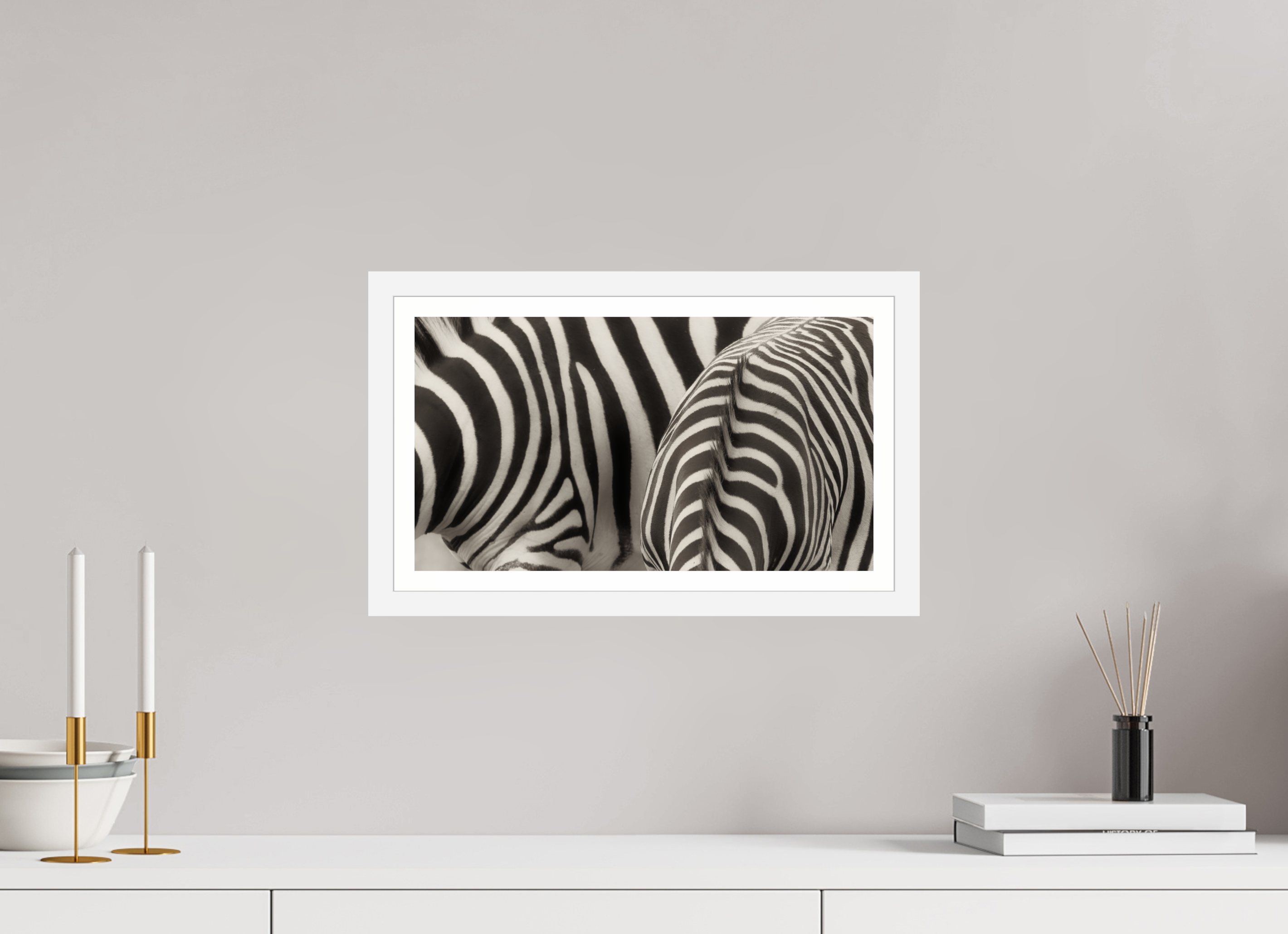 16 x 9″, S+M White Frame + Border NOT THE SAME