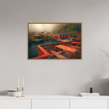 30 x 20″, L+XL Oak Floater Frame TABLE FOR TWO
