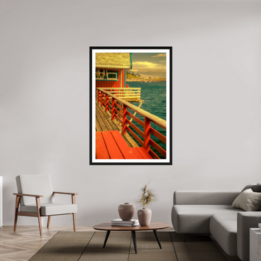 40 x 60″, Exhibition Black Frame + Border GONE FISHING