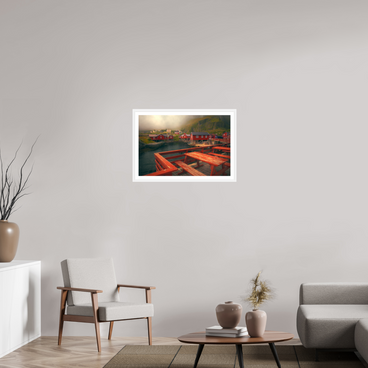 30 x 20″, L+XL White Frame + Border TABLE FOR TWO