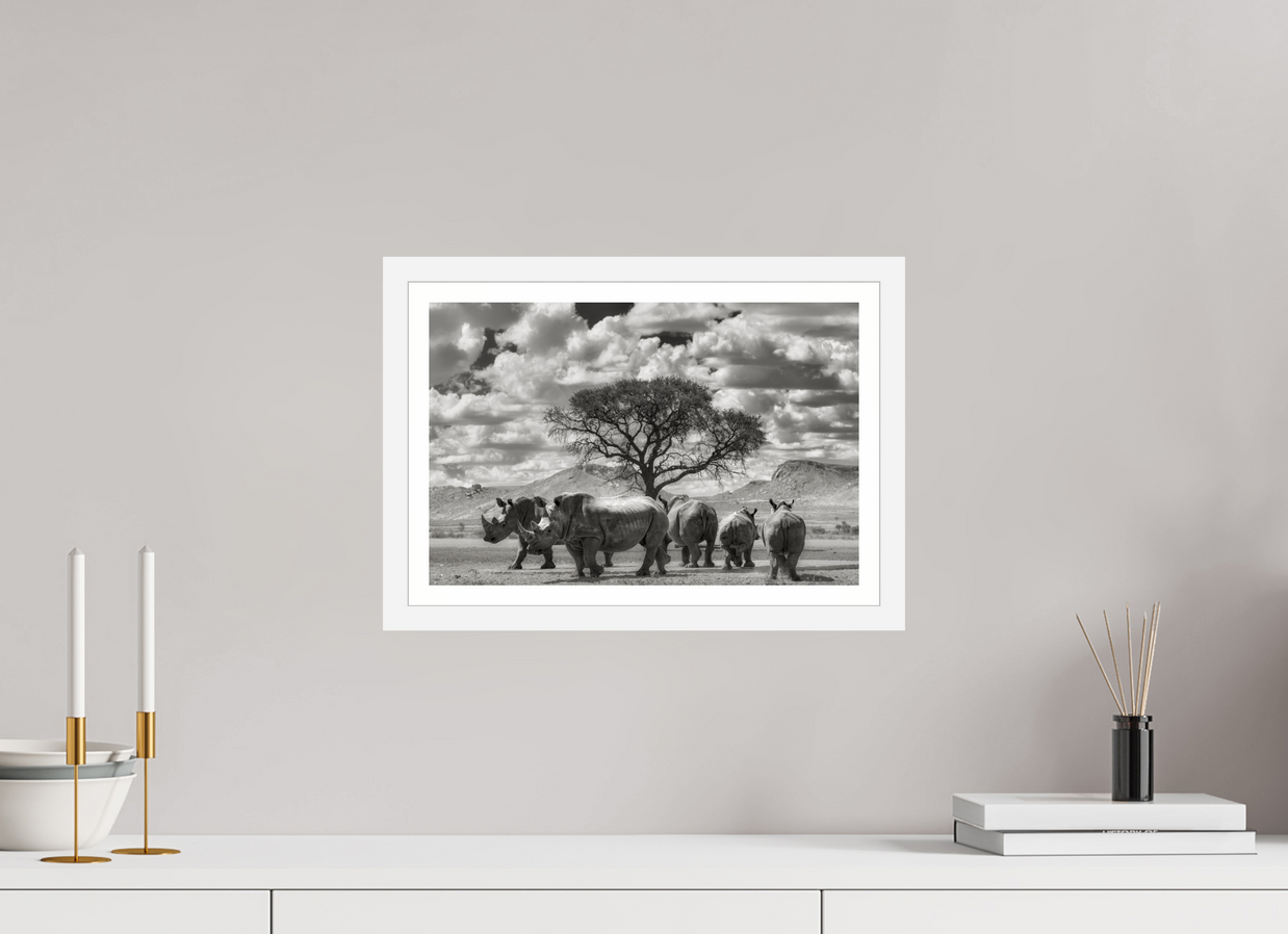 15 x 10″, S+M White Frame + Border PERFECTLY STILL