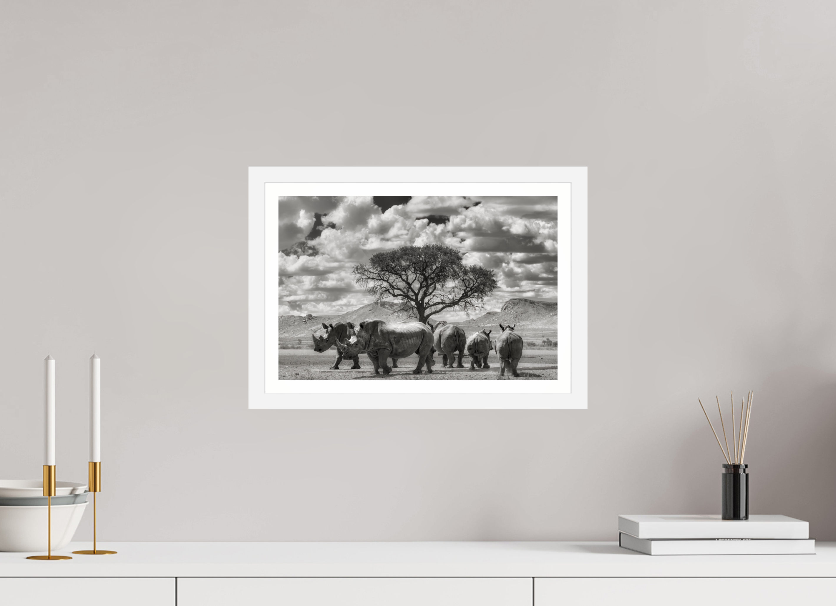 15 x 10″, S+M White Frame + Border PERFECTLY STILL