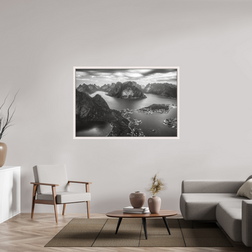 60 x 40″, Exhibition Maple White Floater Frame THE LONG WAY DOWN