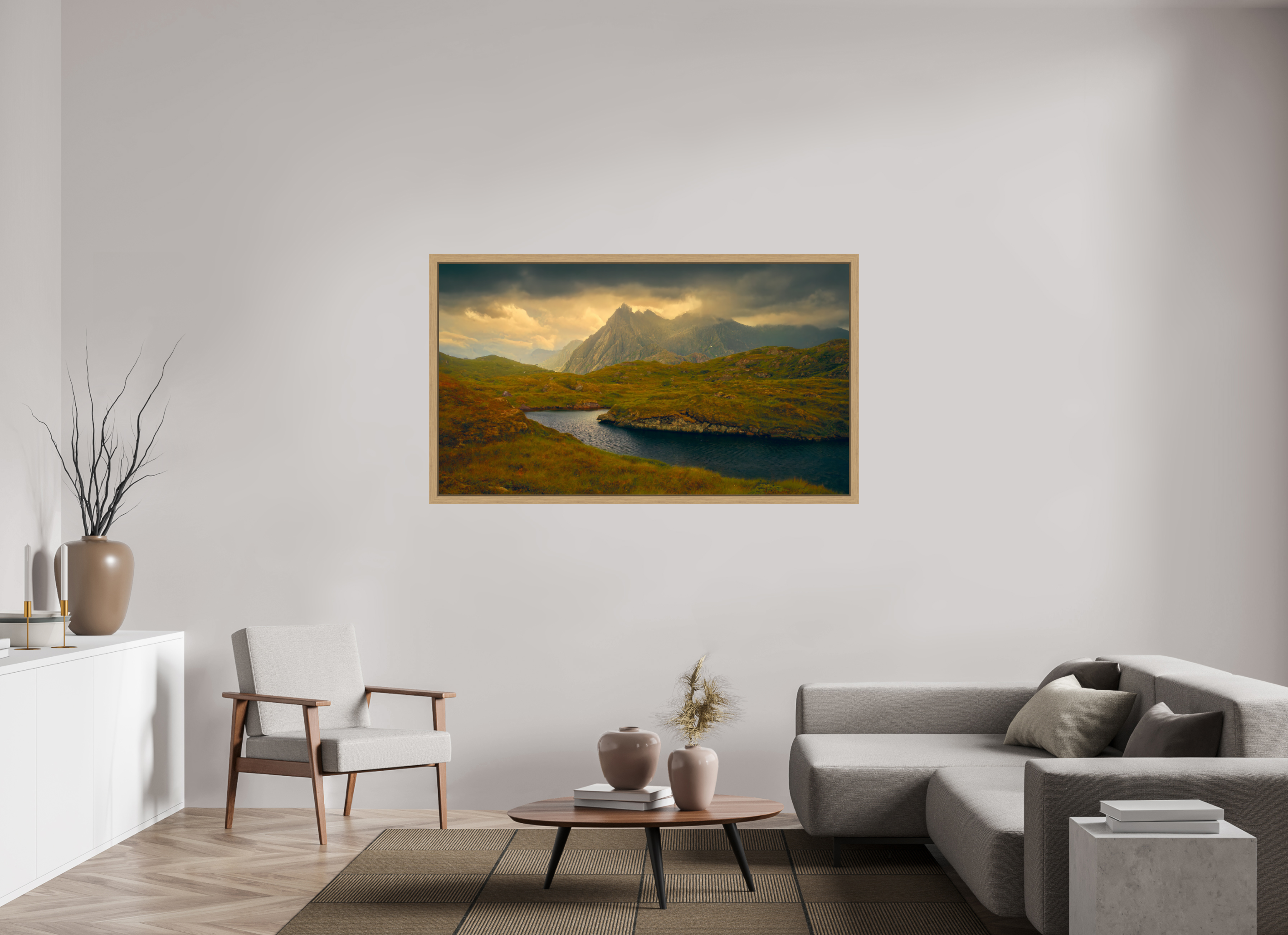 64 x 36″, Exhibition Oak Floater Frame COME THIS WAY