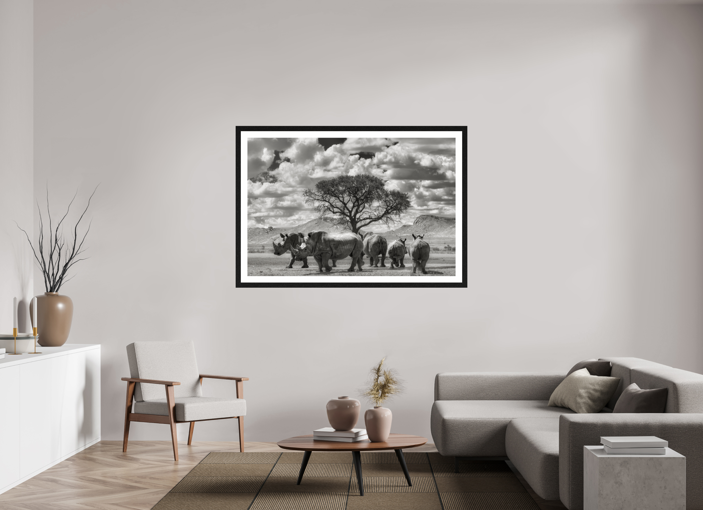 60 x 40″, Exhibition Black Frame + Border PERFECTLY STILL