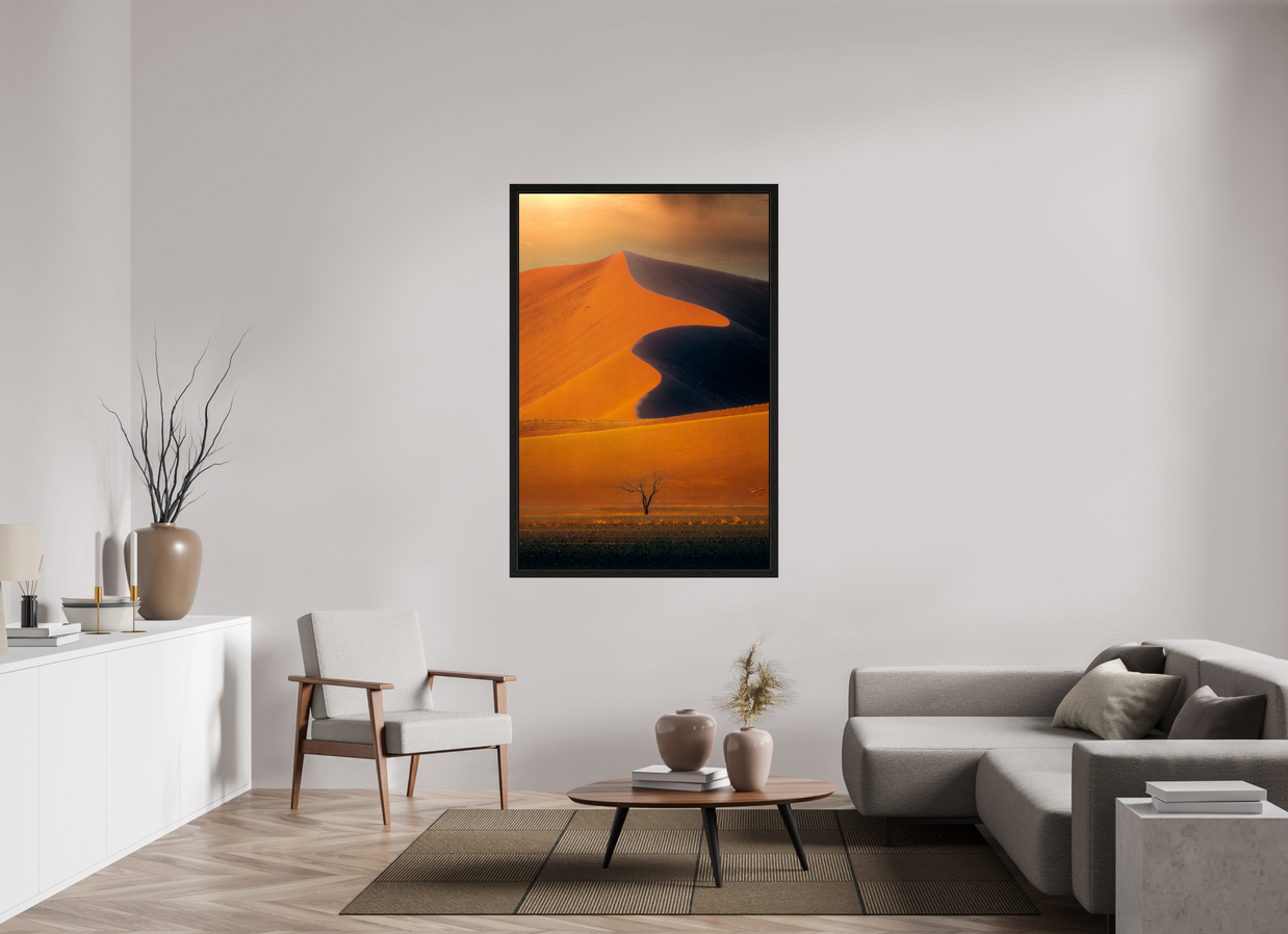 40 x 60″, Exhibition Black Floater Frame NO PROMISE OF DIRECTION