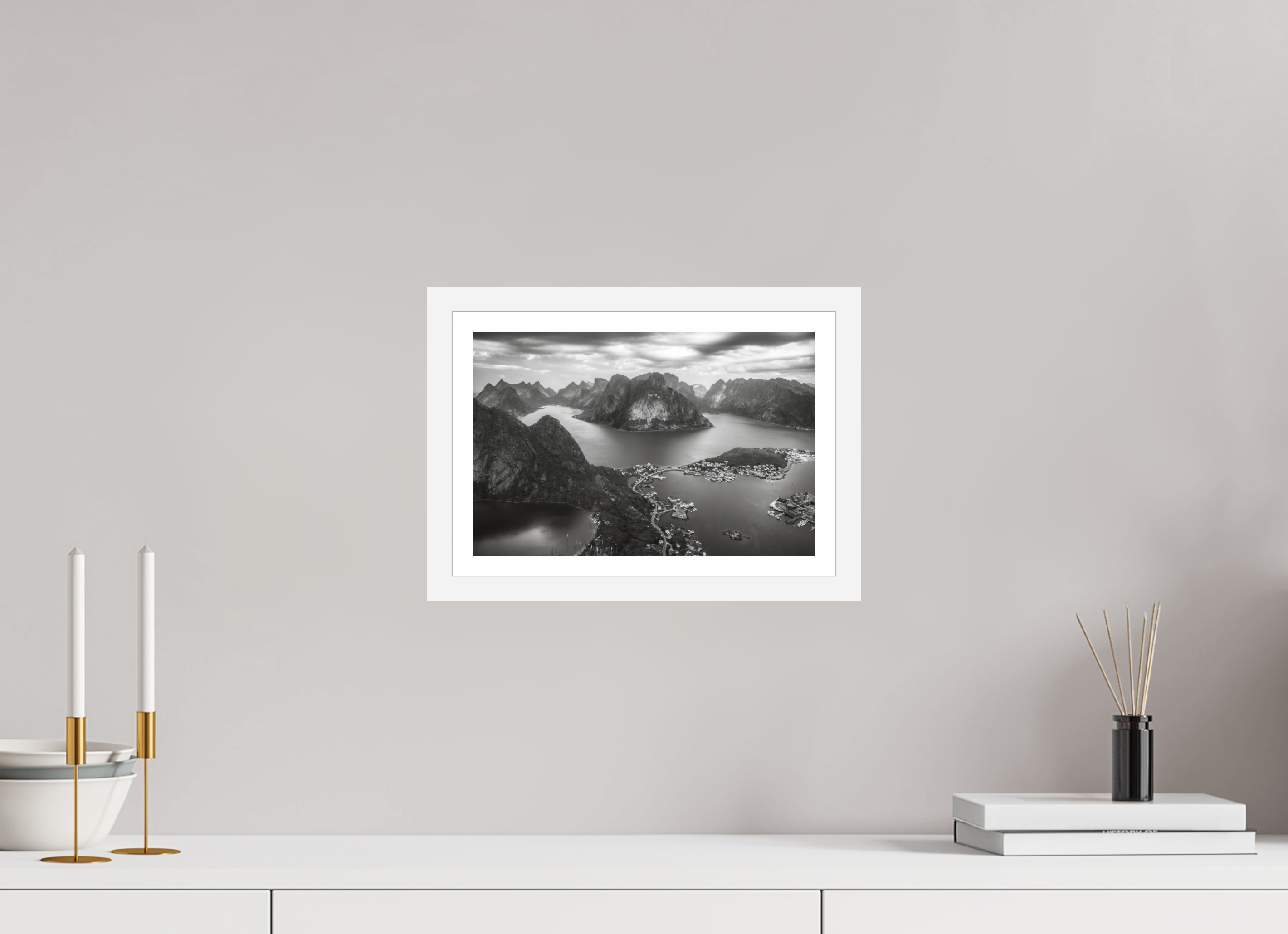 12 x 8″, S+M White Frame + Border THE LONG WAY DOWN