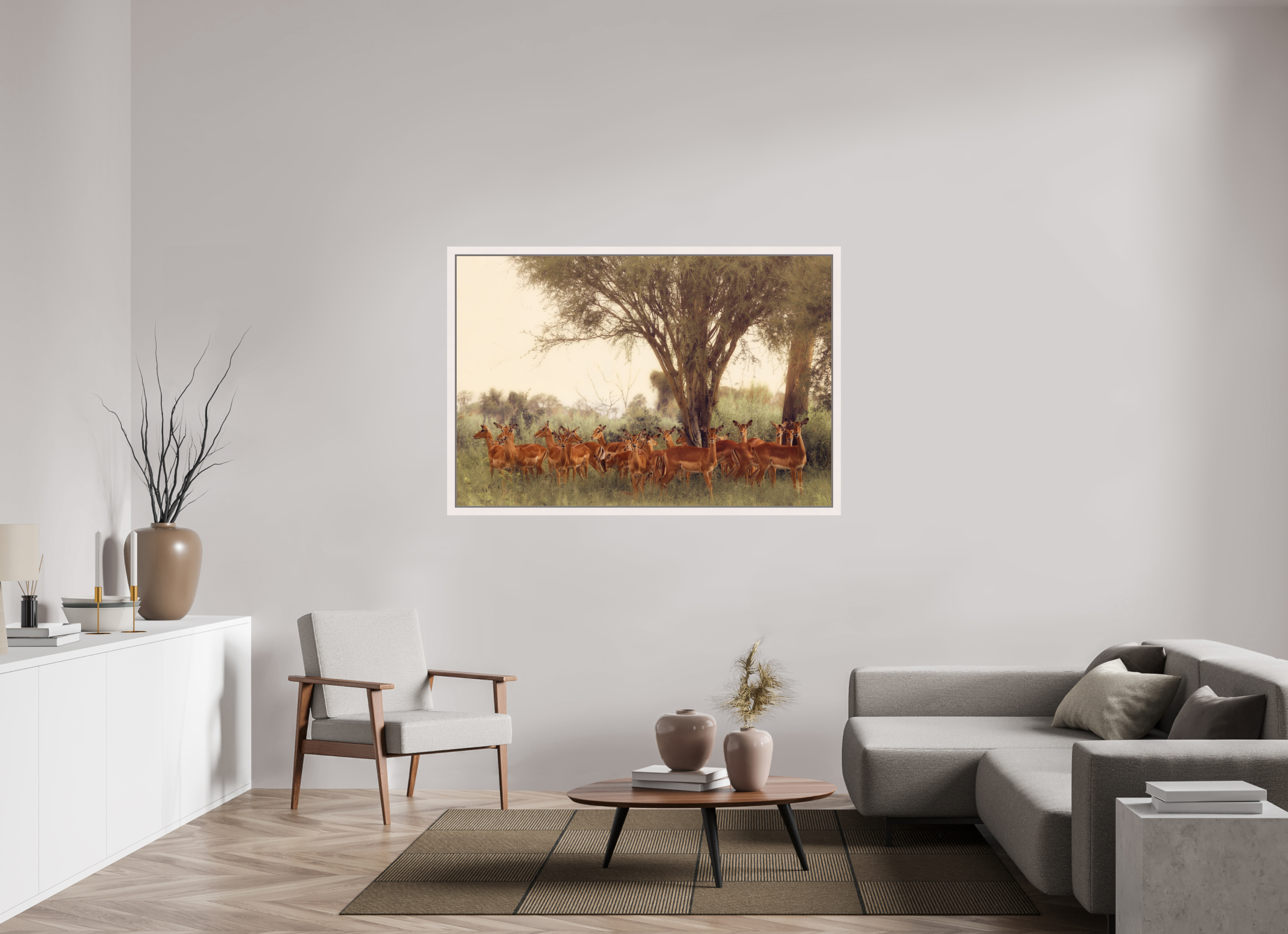60 x 40″, Exhibition Maple White Floater Frame THE FIELD FEELS