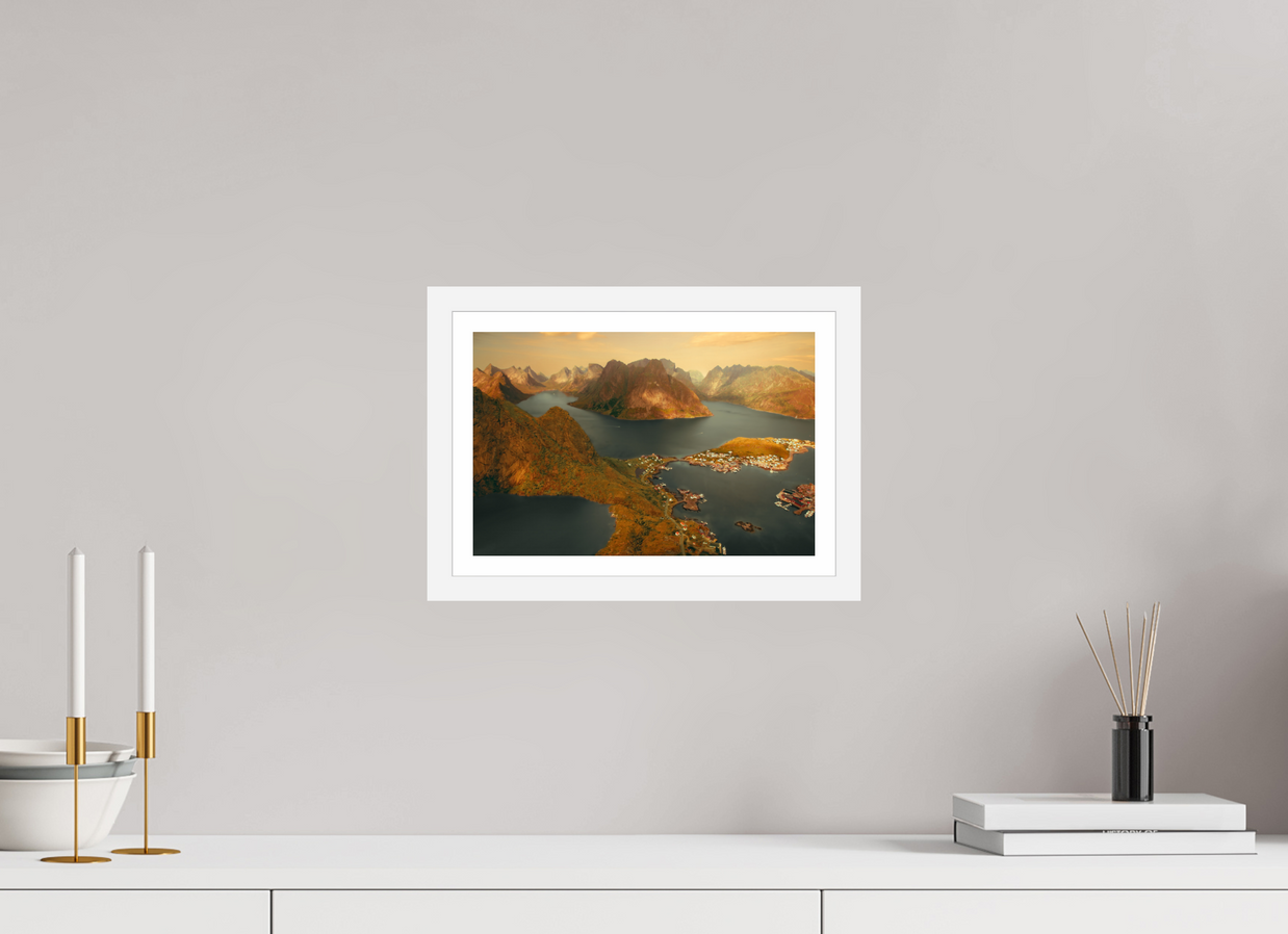 12 x 8″, S+M White Frame + Border VIEW FROM THE GODS