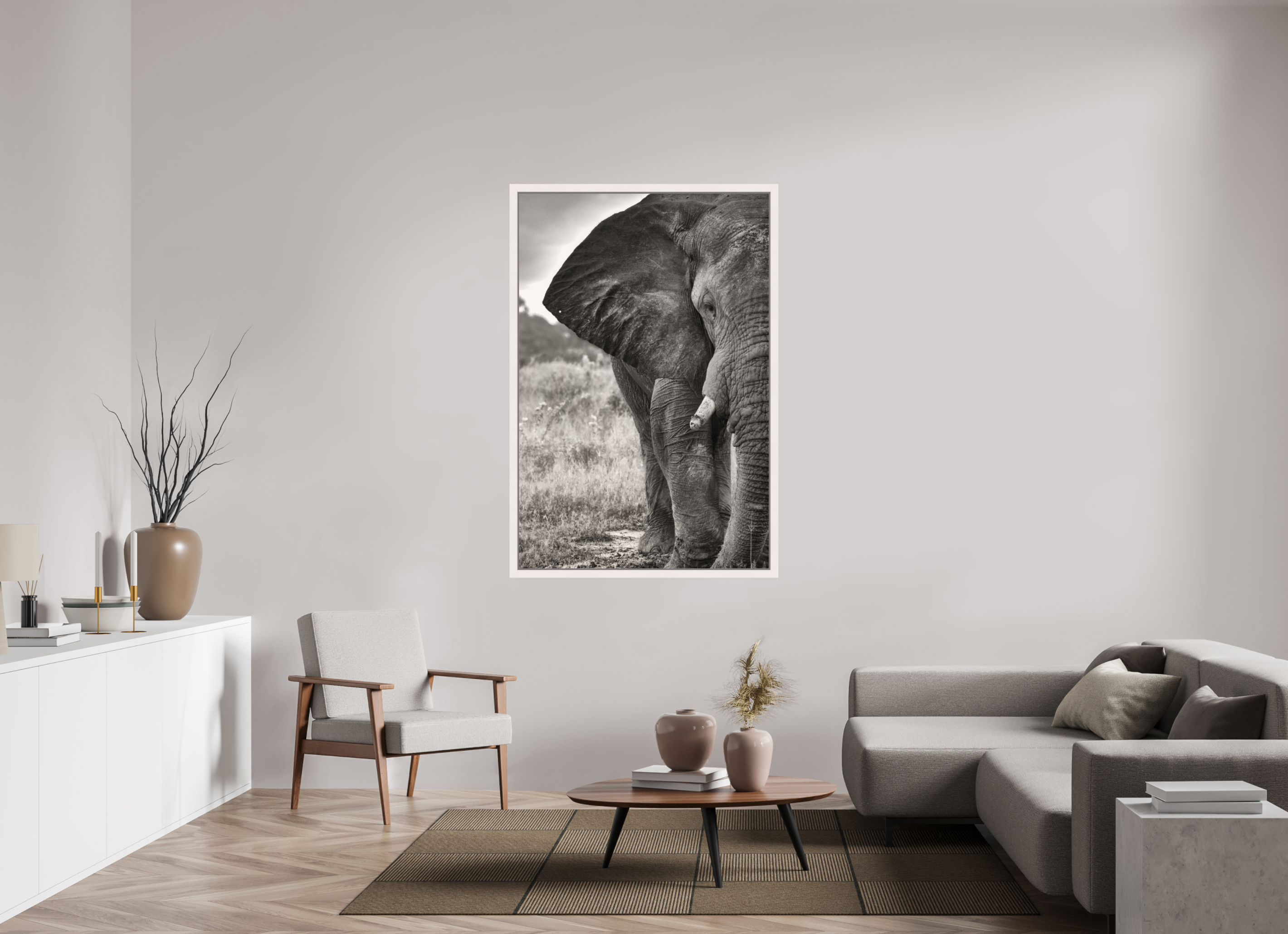 40 x 60″, Exhibition Maple White Floater Frame BURDEN OF A TITAN