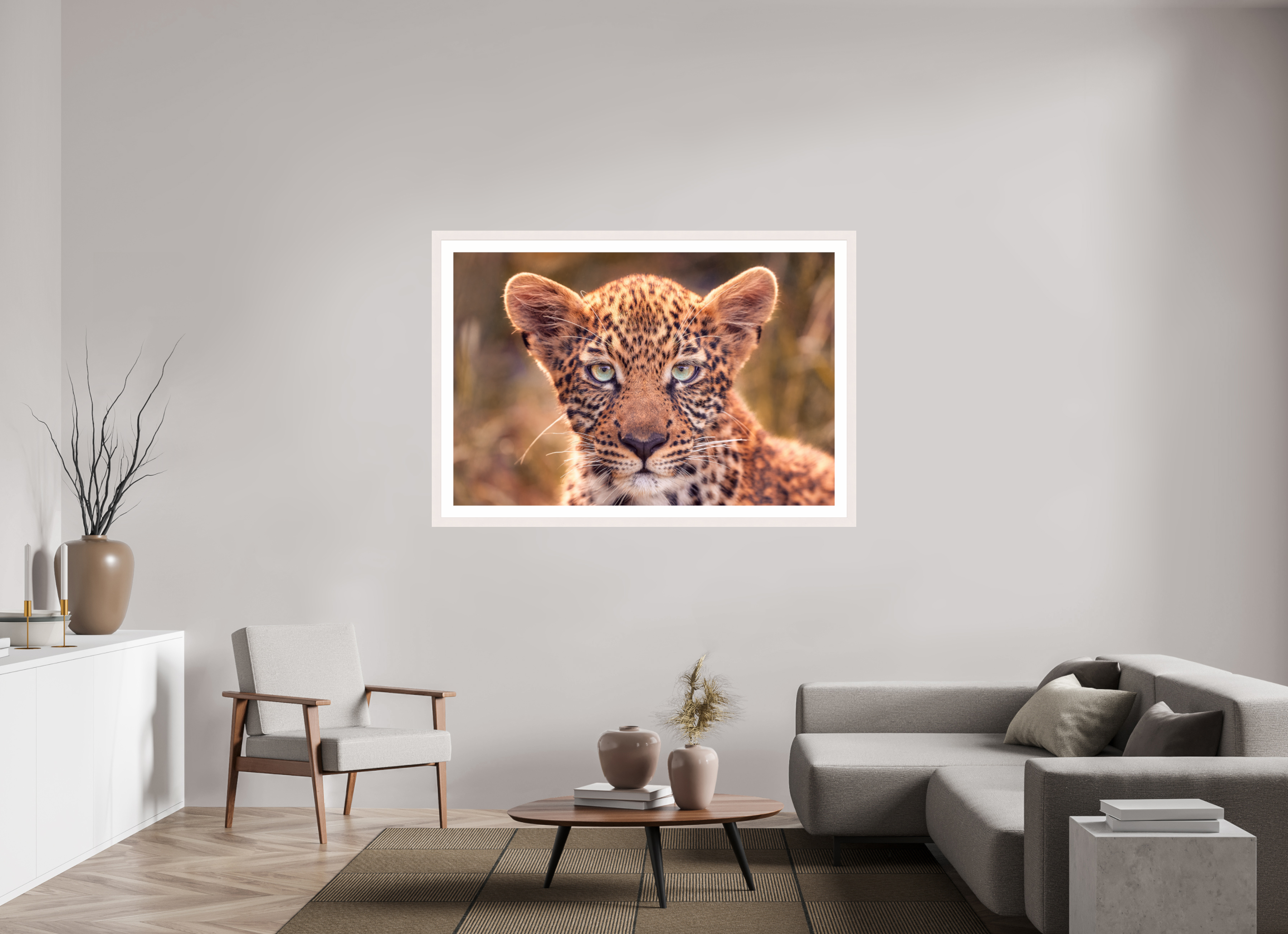 60 x 40″, Exhibition White Maple Frame + Border SEEN