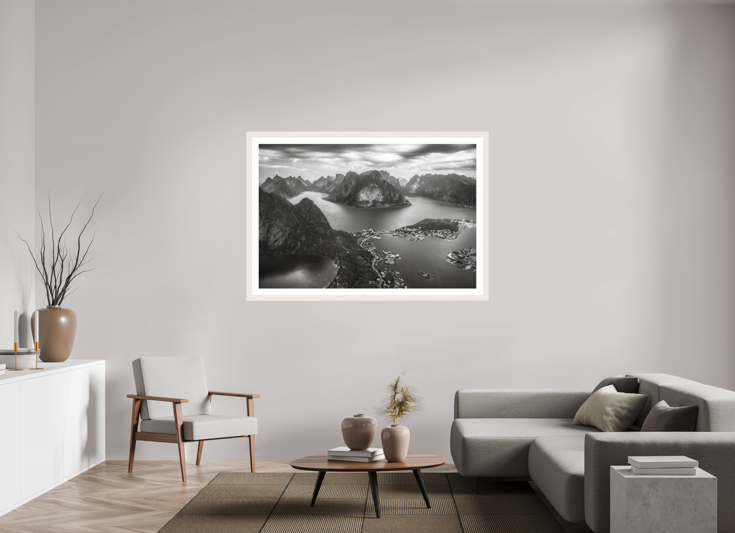 60 x 40″, Exhibition White Maple Frame + Border THE LONG WAY DOWN