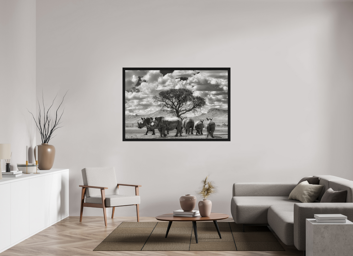60 x 40″, Exhibition Black Floater Frame PERFECTLY STILL