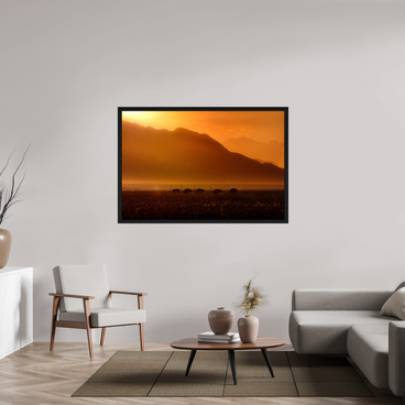 60 x 40″, Exhibition Black Floater Frame PROCESSION OF LIGHT