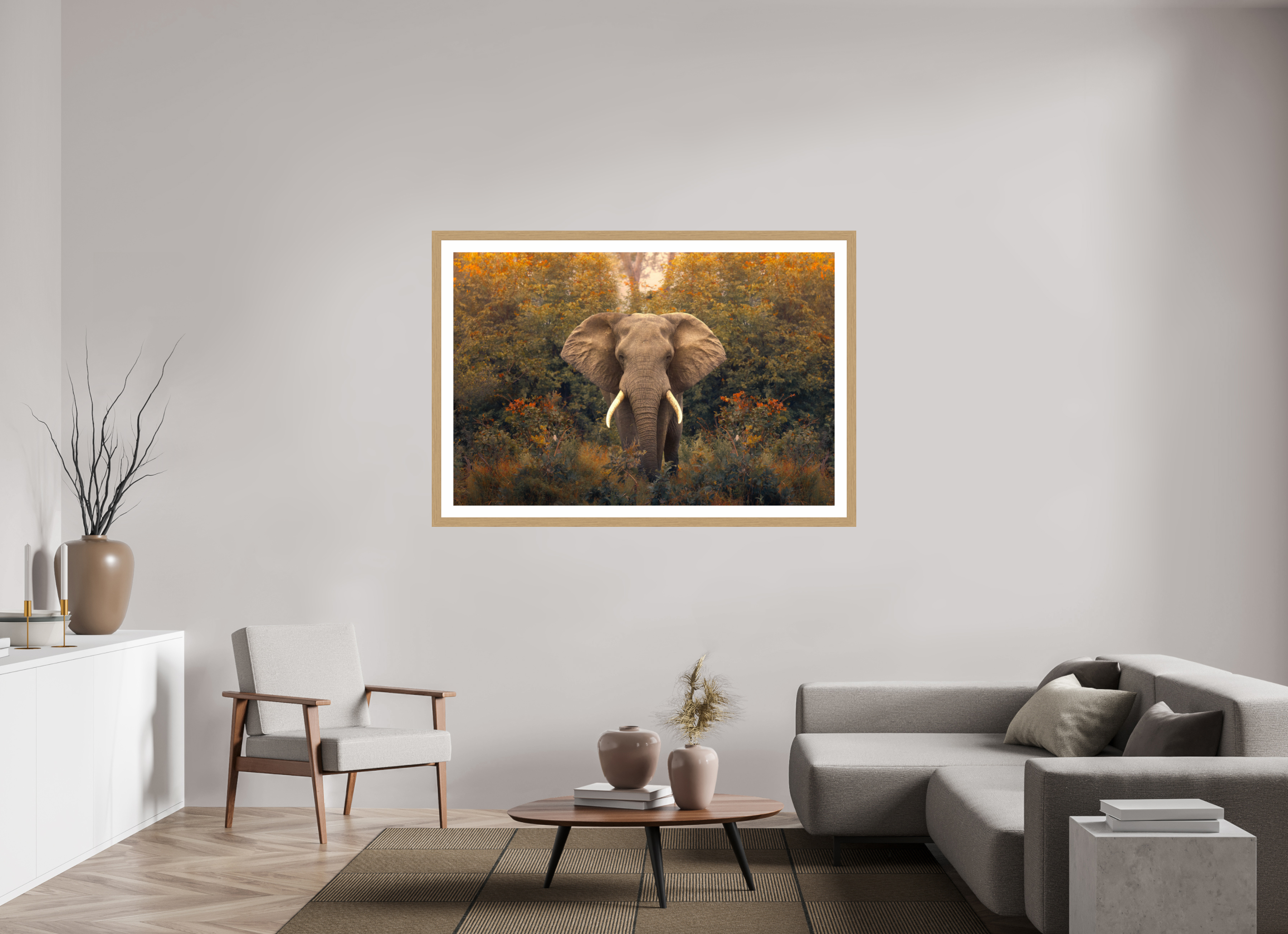 60 x 40″, Exhibition Oak Frame + Border REVELATION