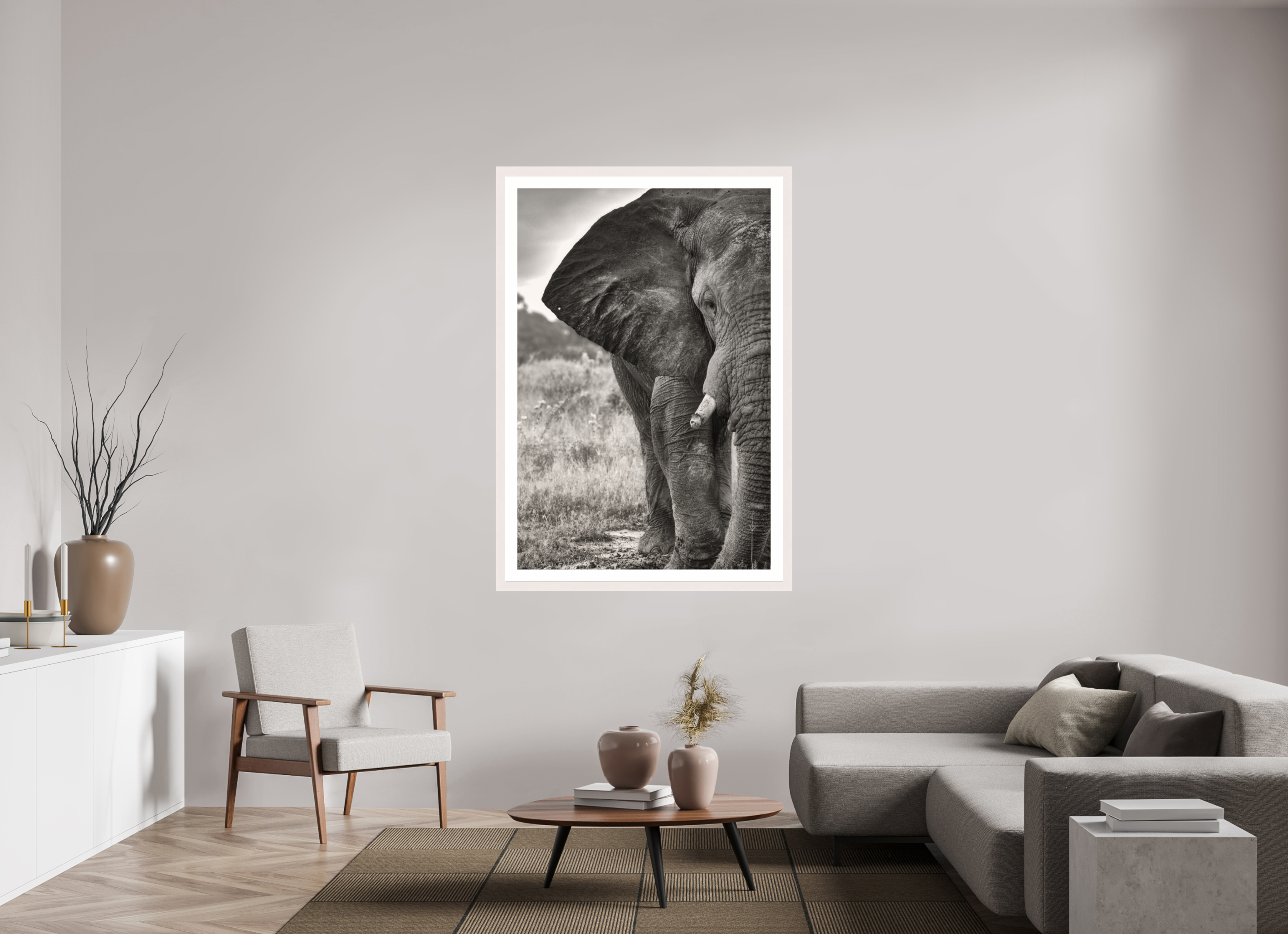 40 x 60″, Exhibition White Maple Frame + Border BURDEN OF A TITAN