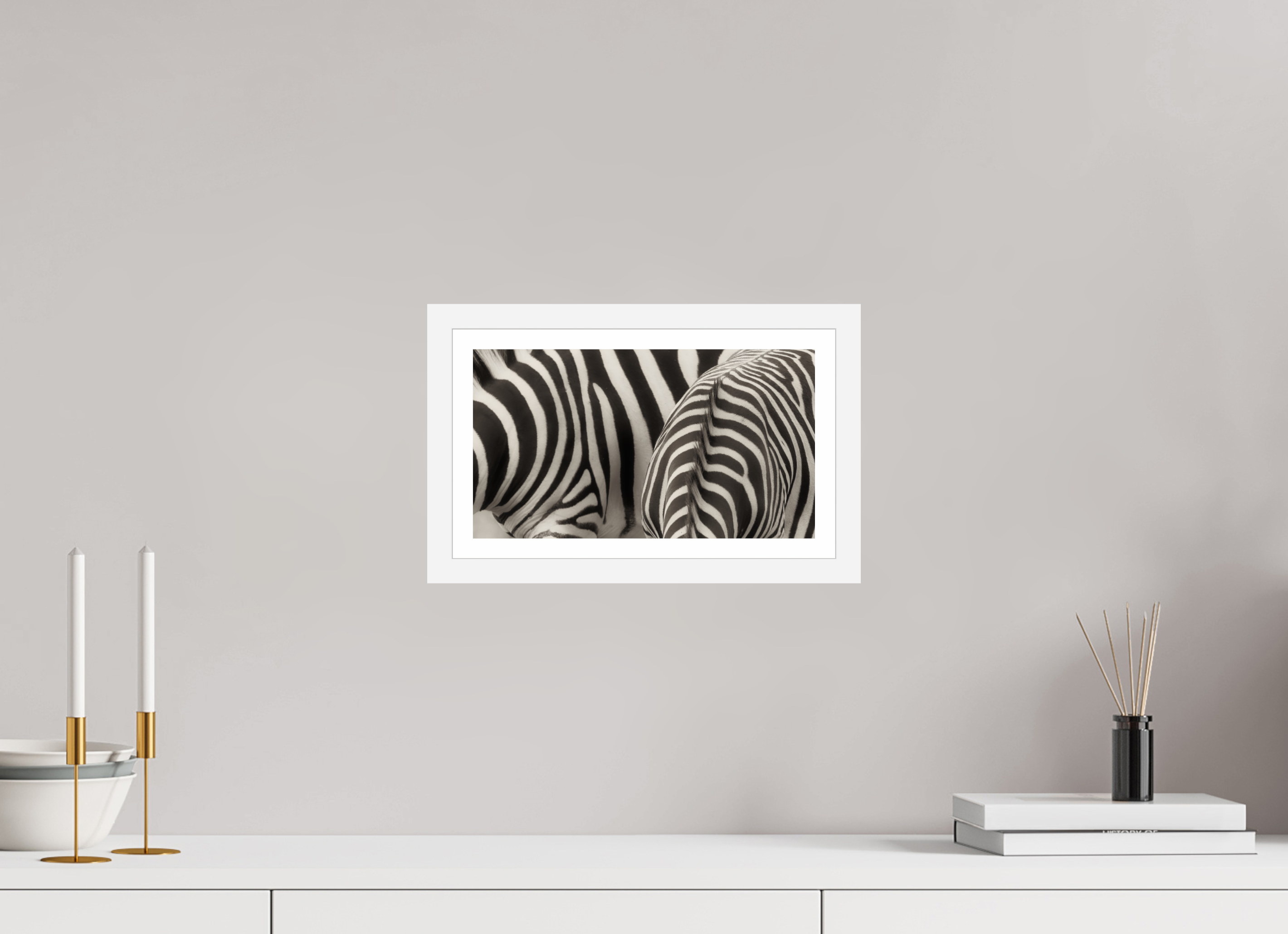 12 x 6.8″, S+M White Frame + Border NOT THE SAME