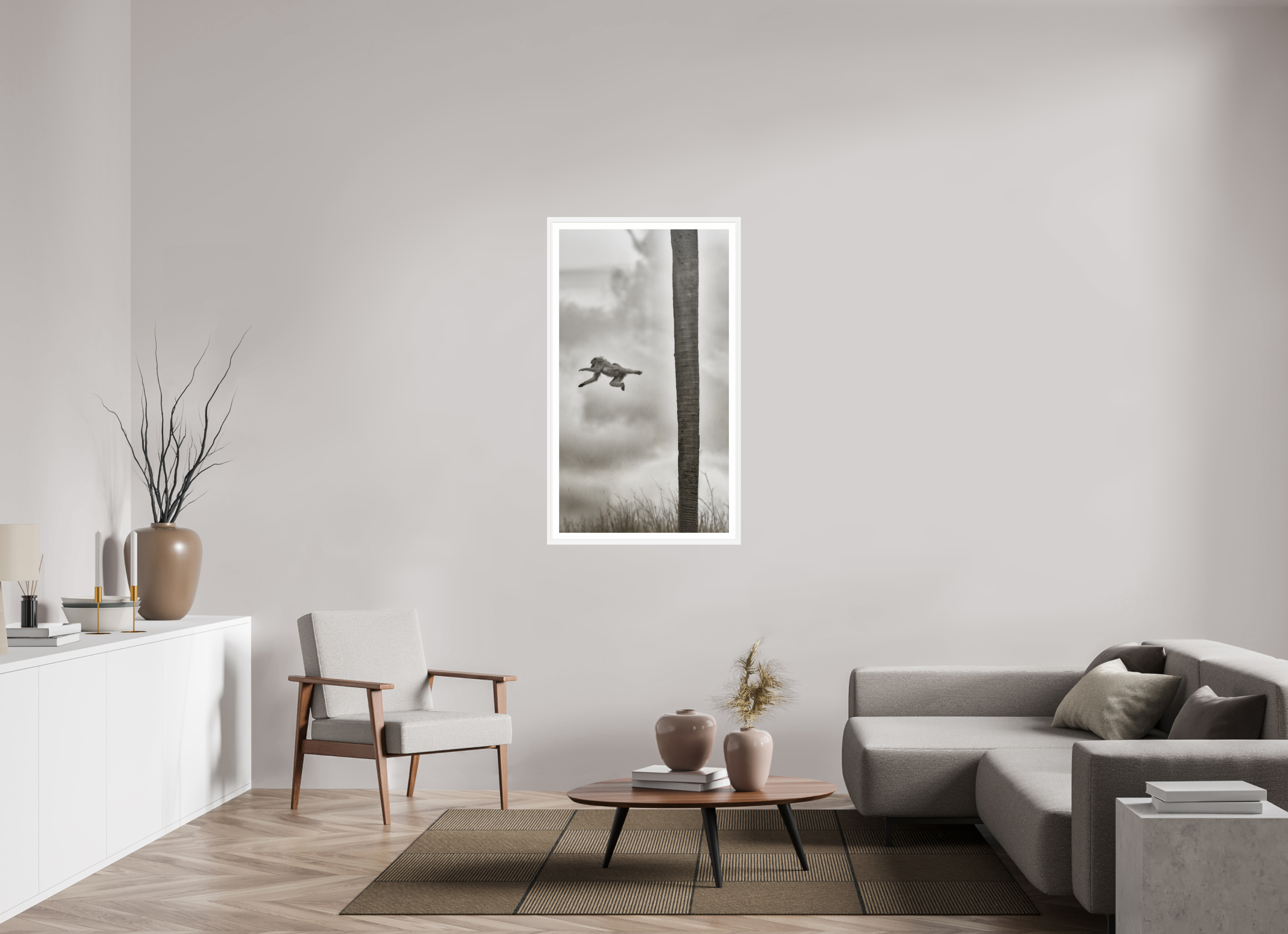 27.6 x 49″, L+XL White Frame + Border Beyond The Branch