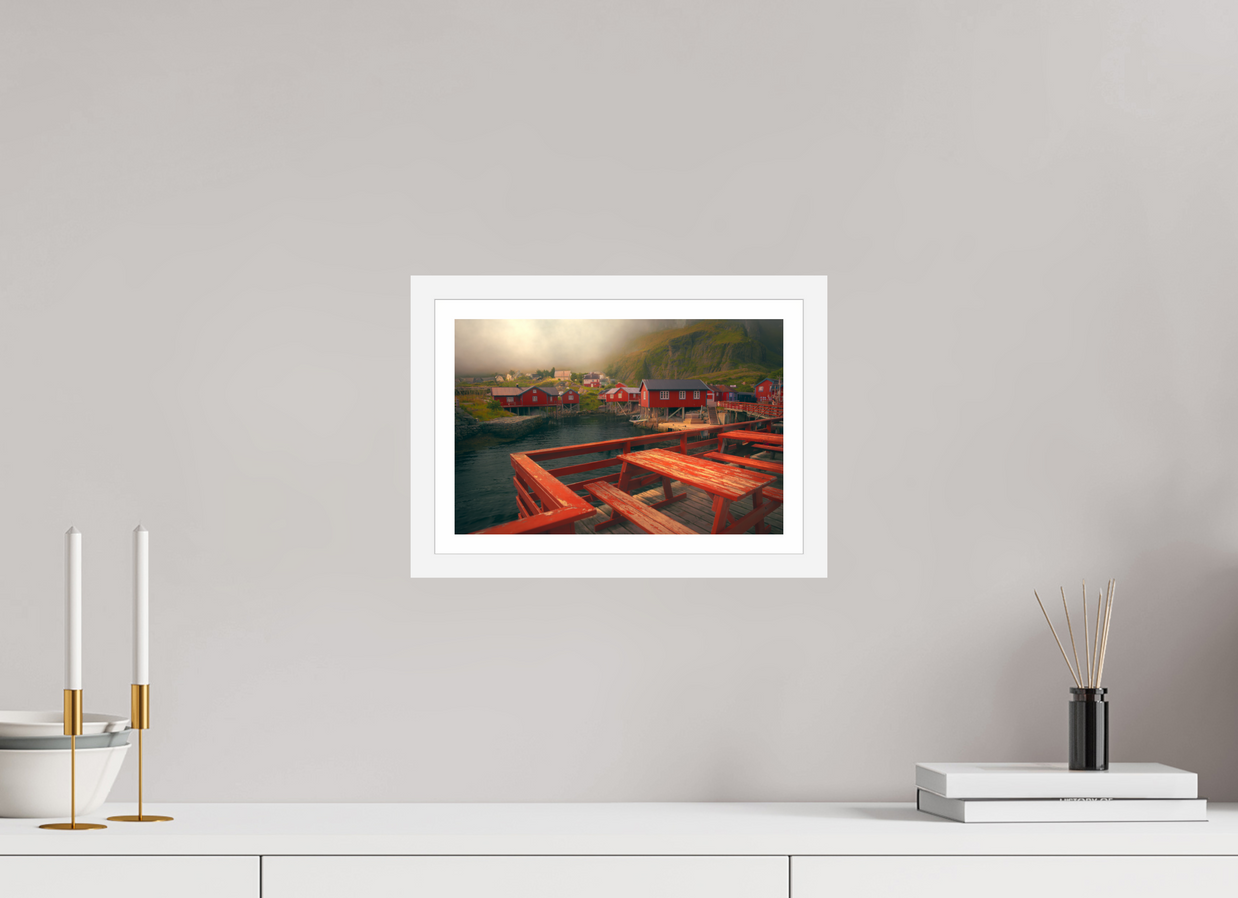 12 x 8″, S+M White Frame + Border TABLE FOR TWO