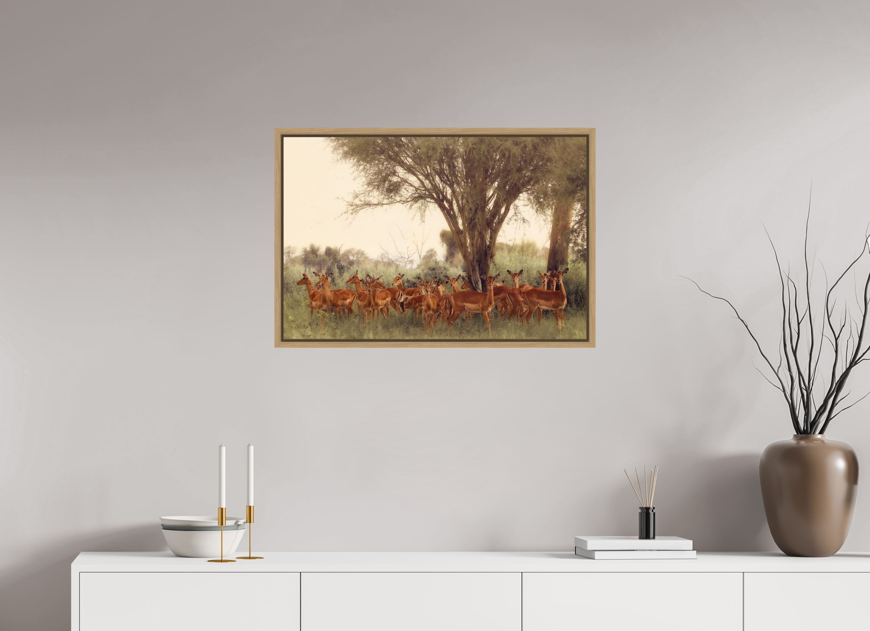 30 x 20″, L+XL Oak Floater Frame The Field Feels