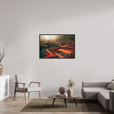 45 x 30″, L+XL Black Floater Frame TABLE FOR TWO