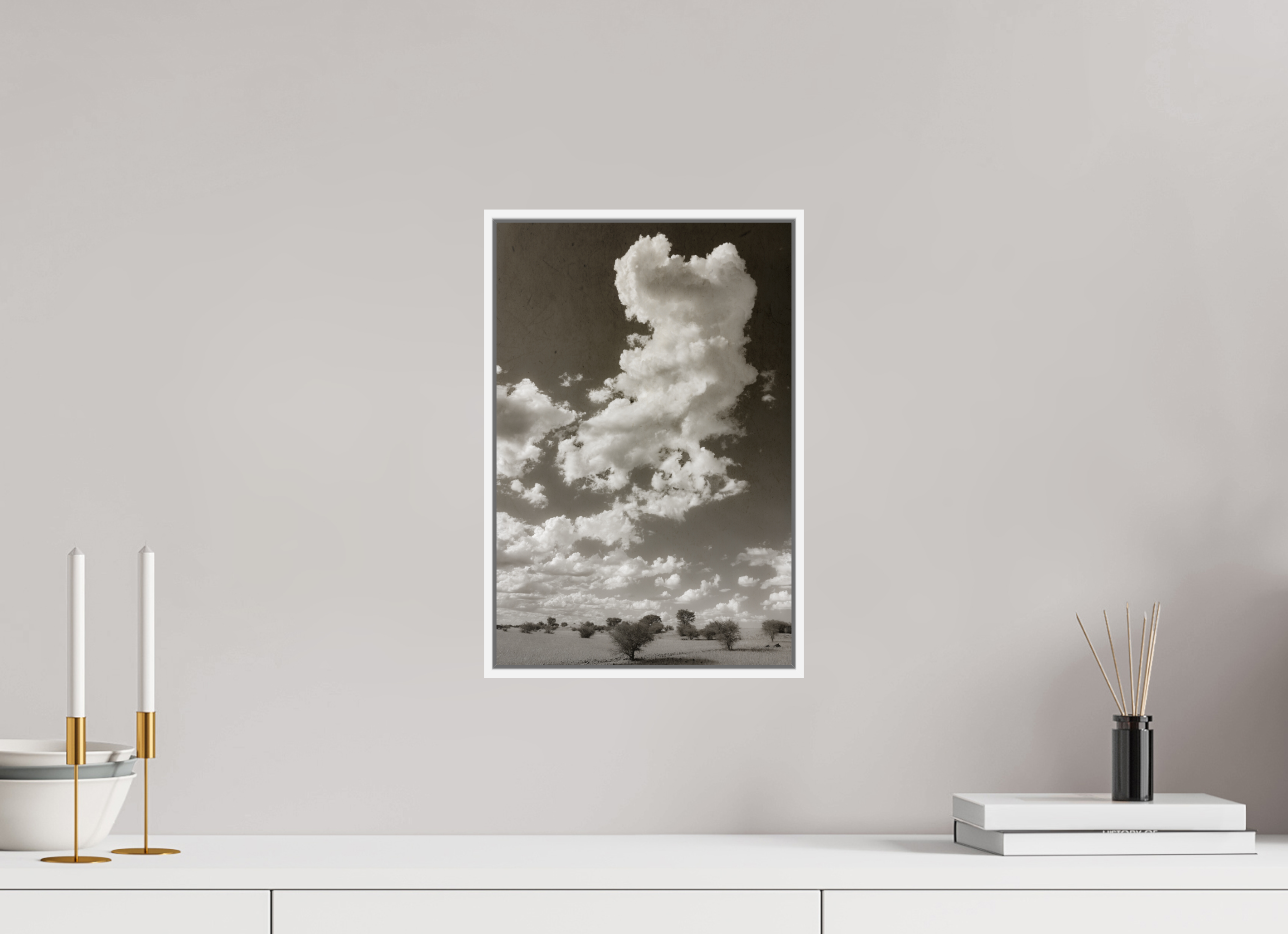 10 x 15″, S+M White Floater Frame SKY THOUGHTS