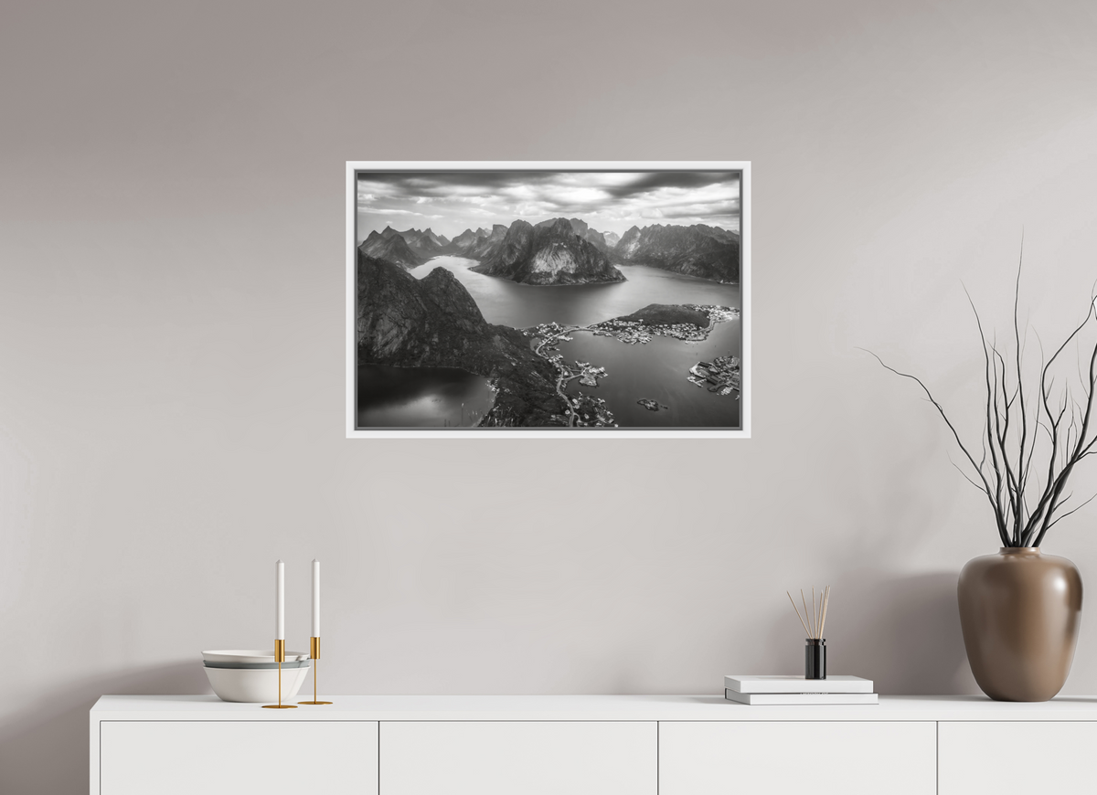 30 x 20″, L+XL White Floater Frame THE LONG WAY DOWN