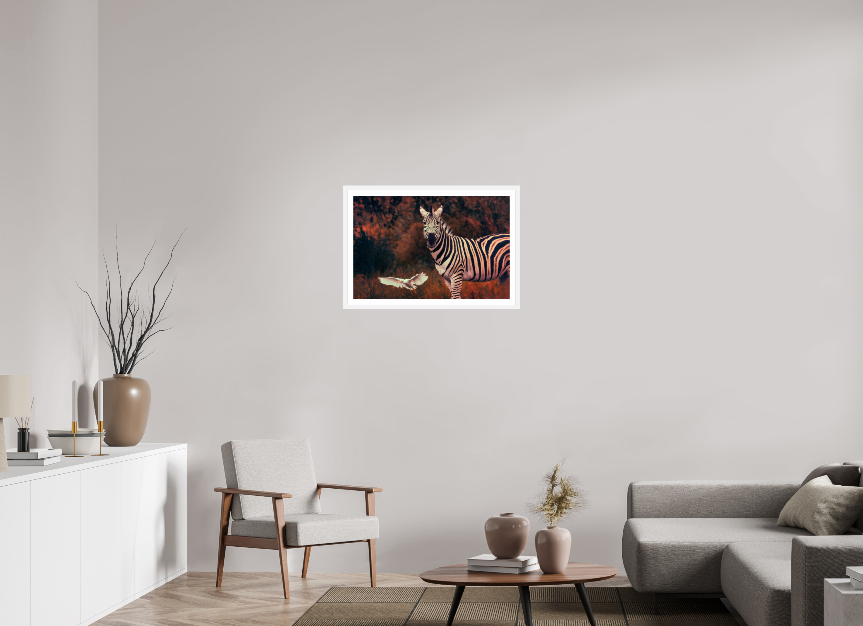 30 x 20″, L+XL White Frame + Border PASSING THROUGH
