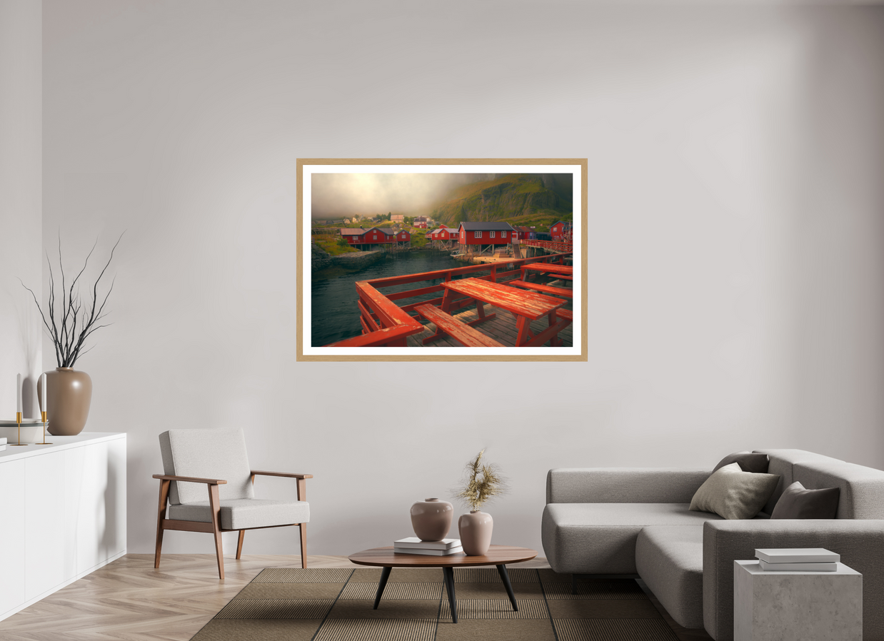 60 x 40″, Exhibition Oak Frame + Border TABLE FOR TWO