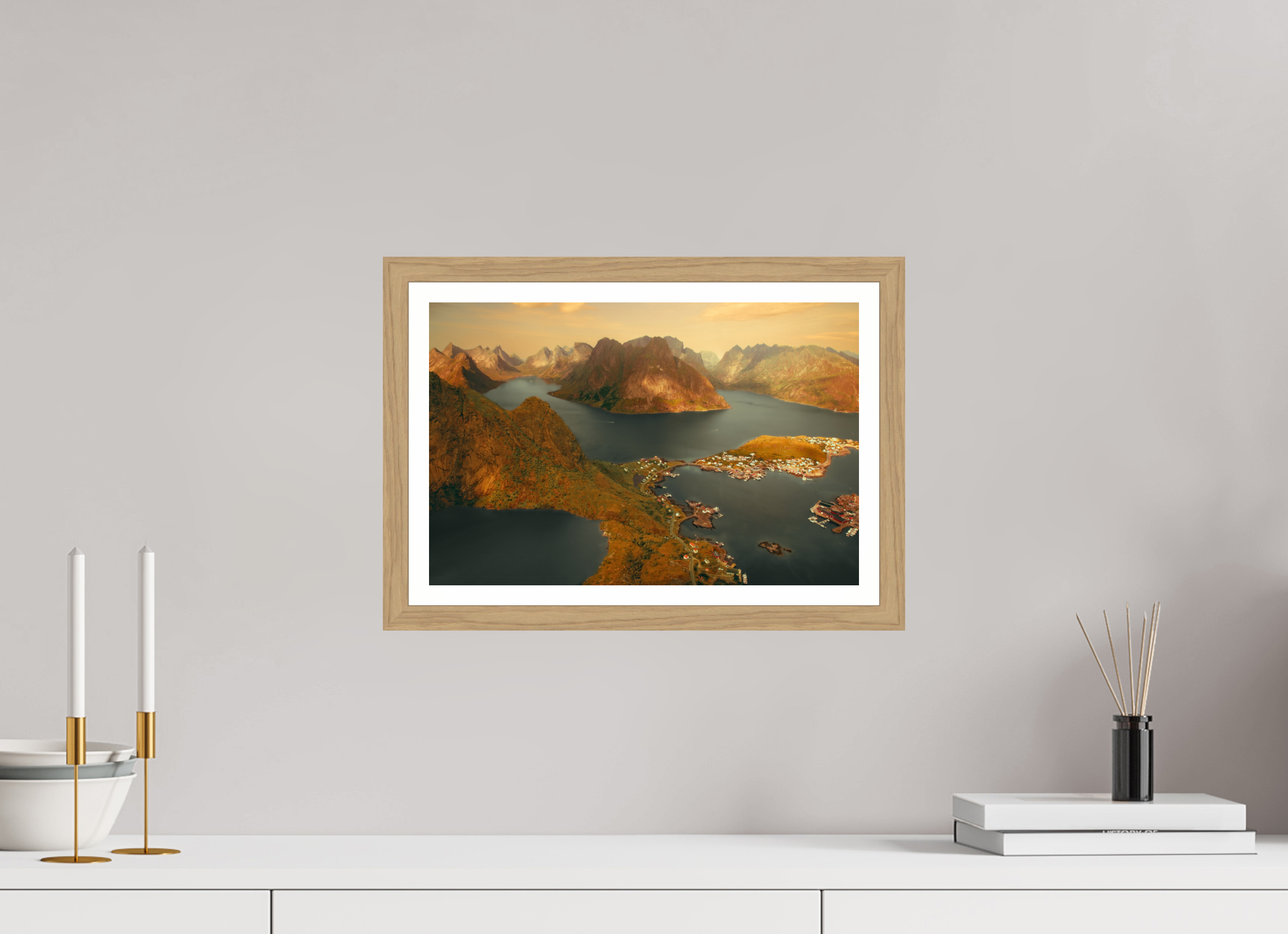 15 x 10″, S+M Oak Frame + Border VIEW FROM THE GODS