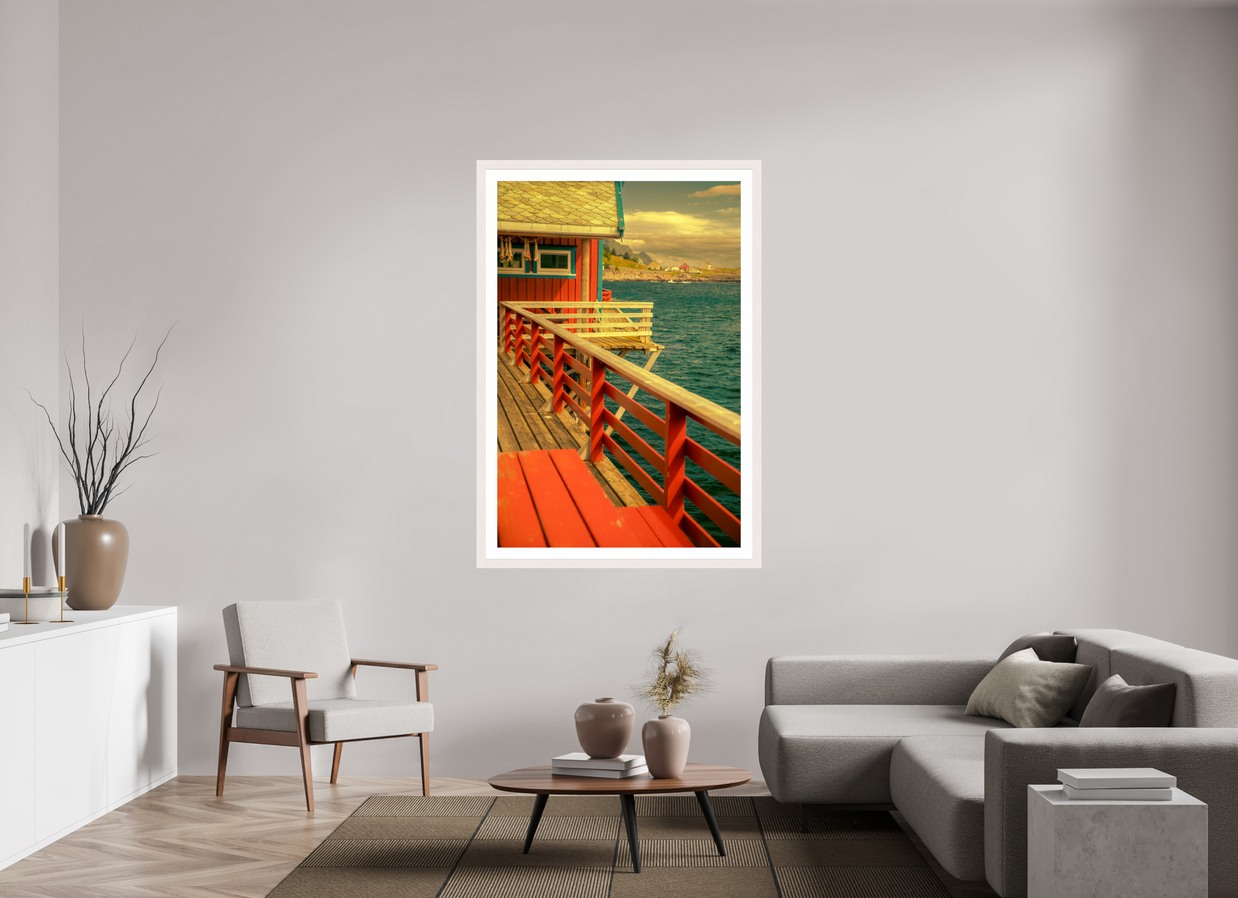 40 x 60″, Exhibition White Maple Frame + Border GONE FISHING