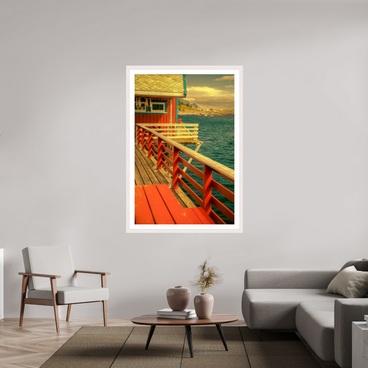 40 x 60″, Exhibition White Maple Frame + Border GONE FISHING